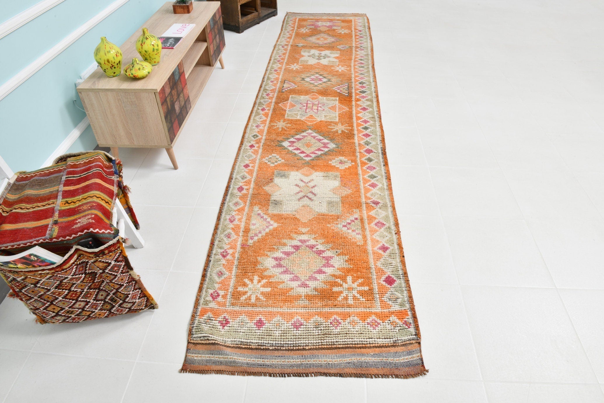 Turkish Vintage Herki Rug 2’10’ x 12’10’