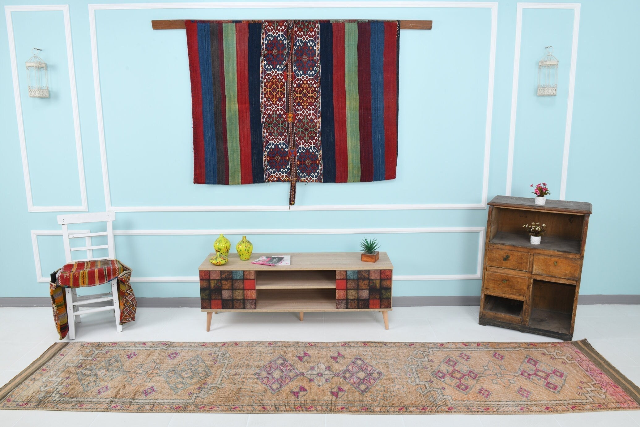Turkish Vintage Herki Rug 2’10’ x 12’3’