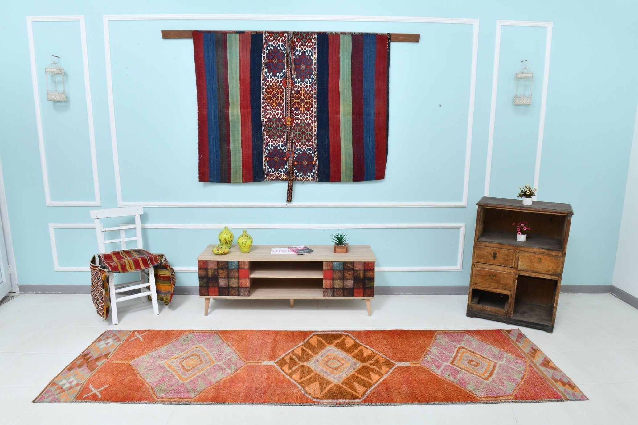 Turkish Vintage Herki Rug 2’11’ x 10’3’
