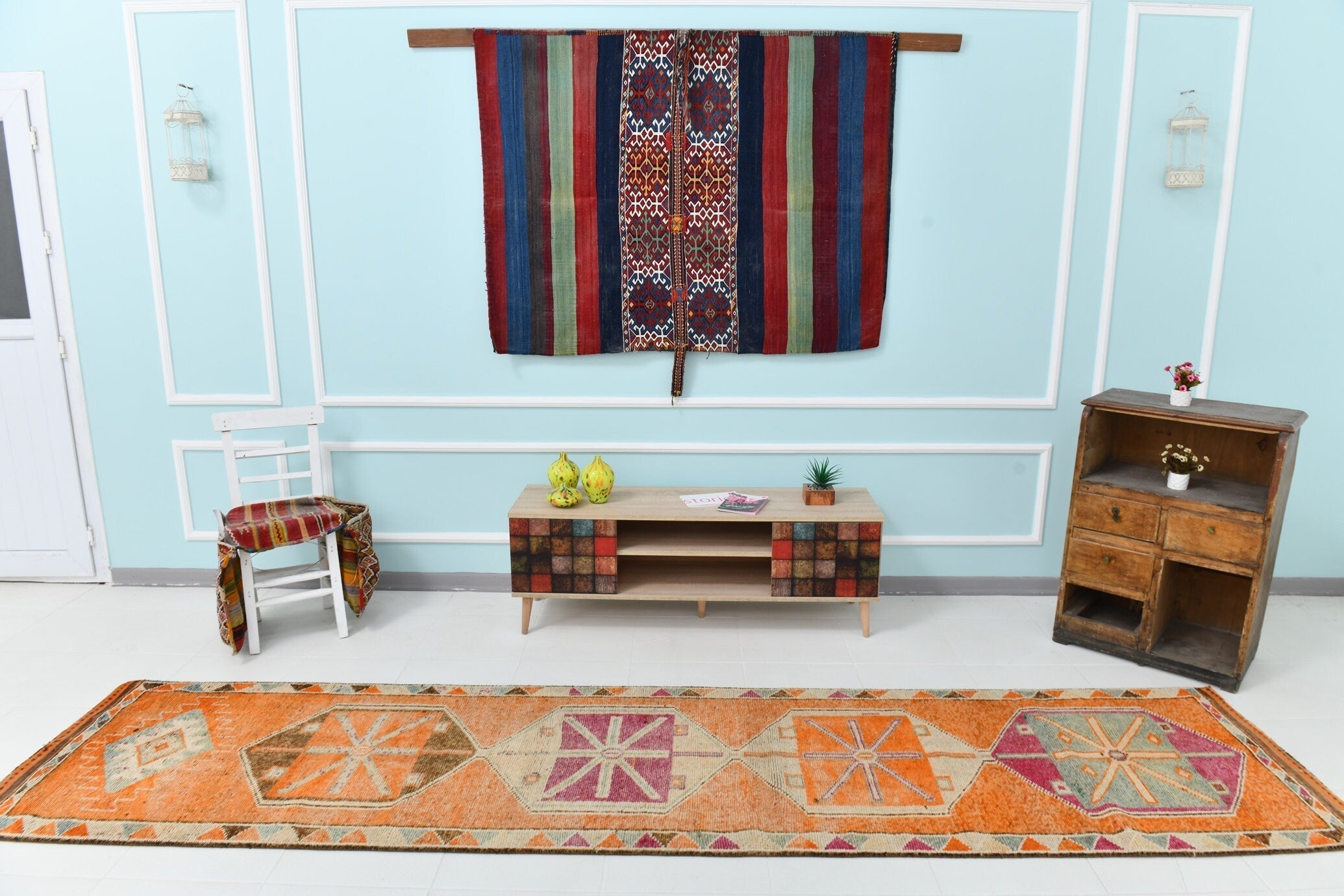 Turkish Vintage Herki Rug 2’11’ x 12’4’