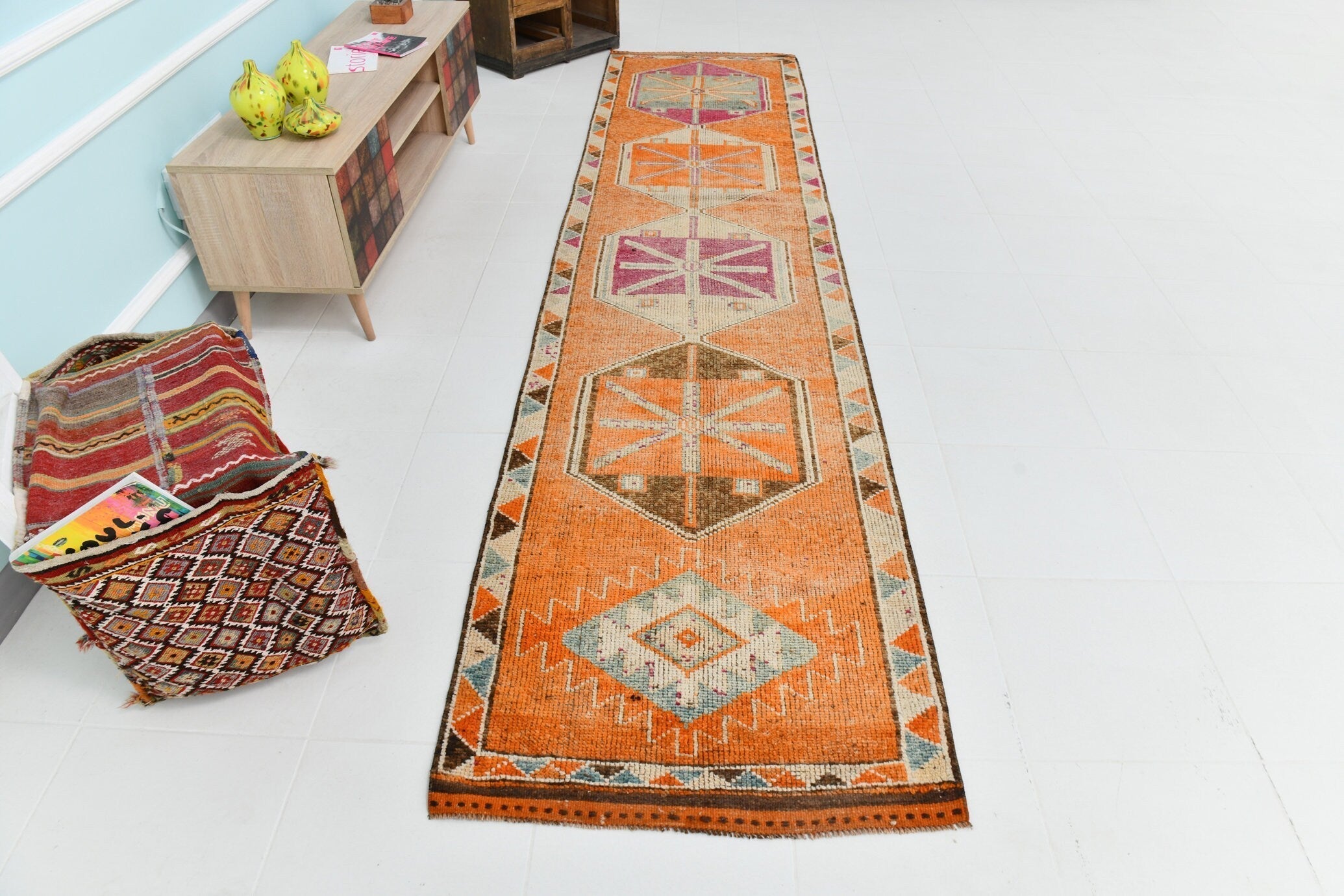 Turkish Vintage Herki Rug 2’11’ x 12’4’