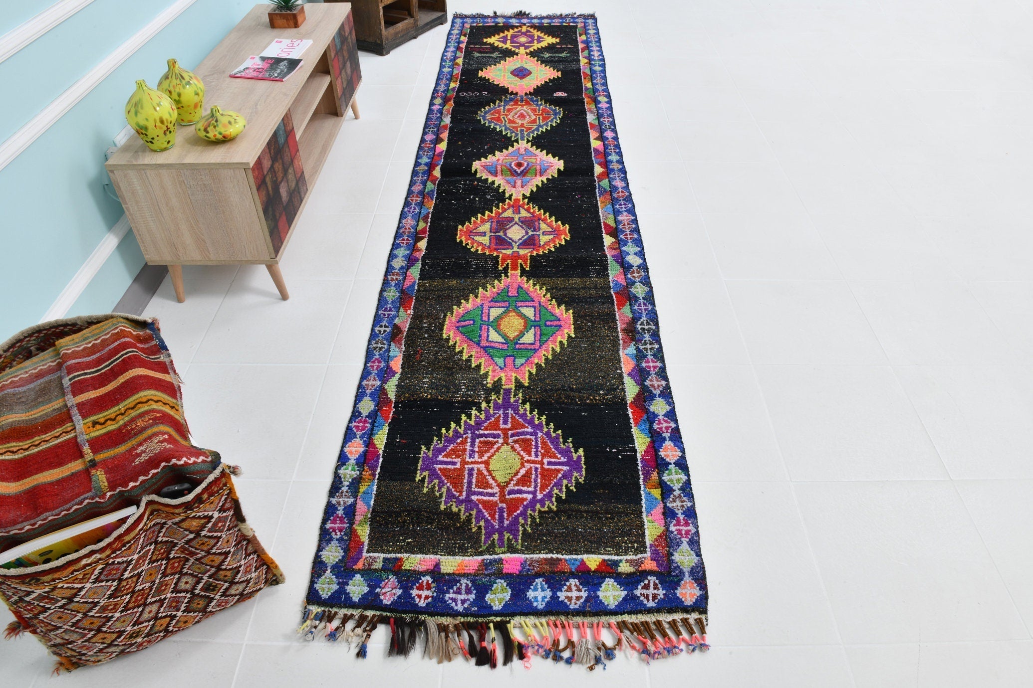 Turkish Vintage Herki Rug 2’11’ x 12’7’