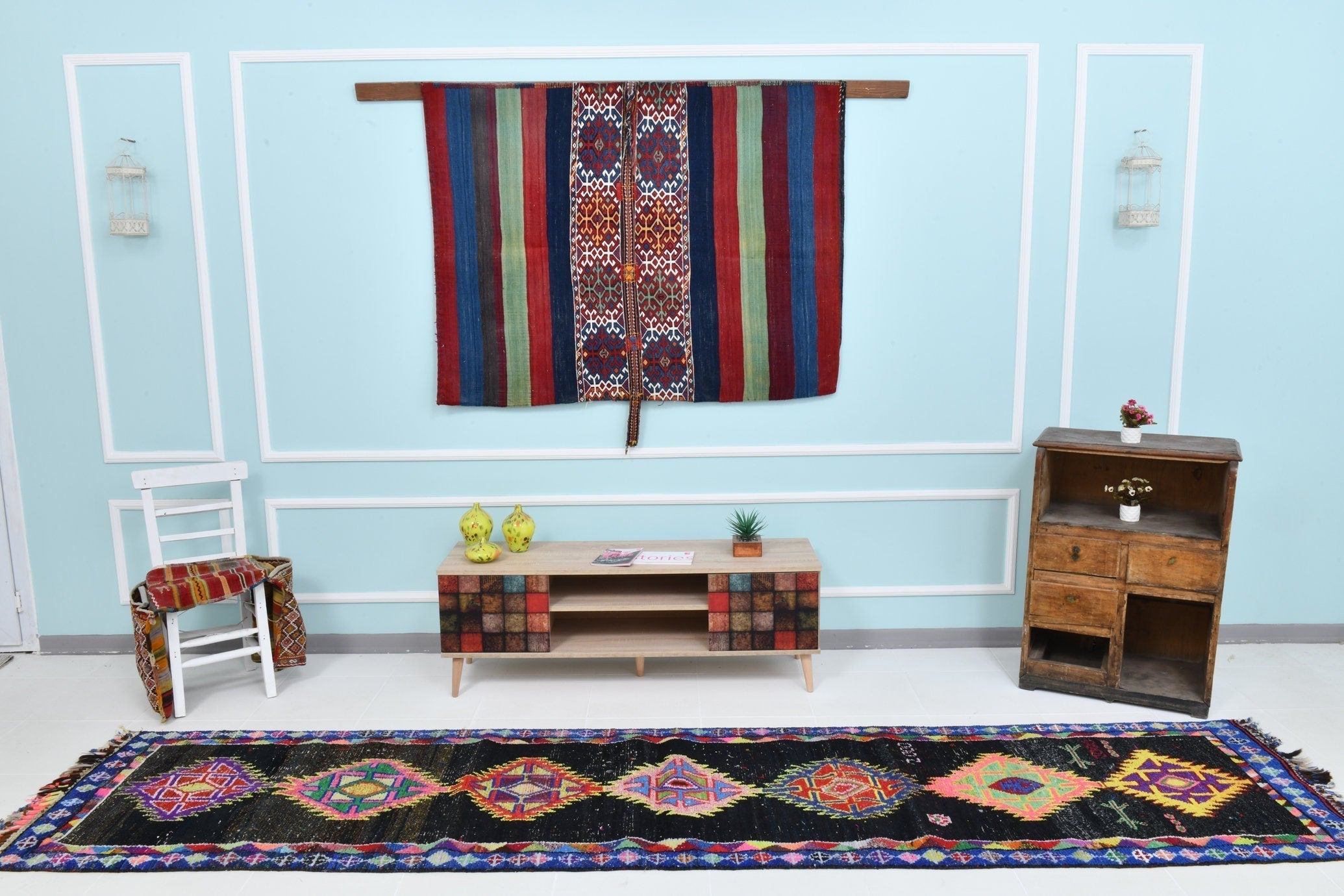 Turkish Vintage Herki Rug 2’11’ x 12’7’