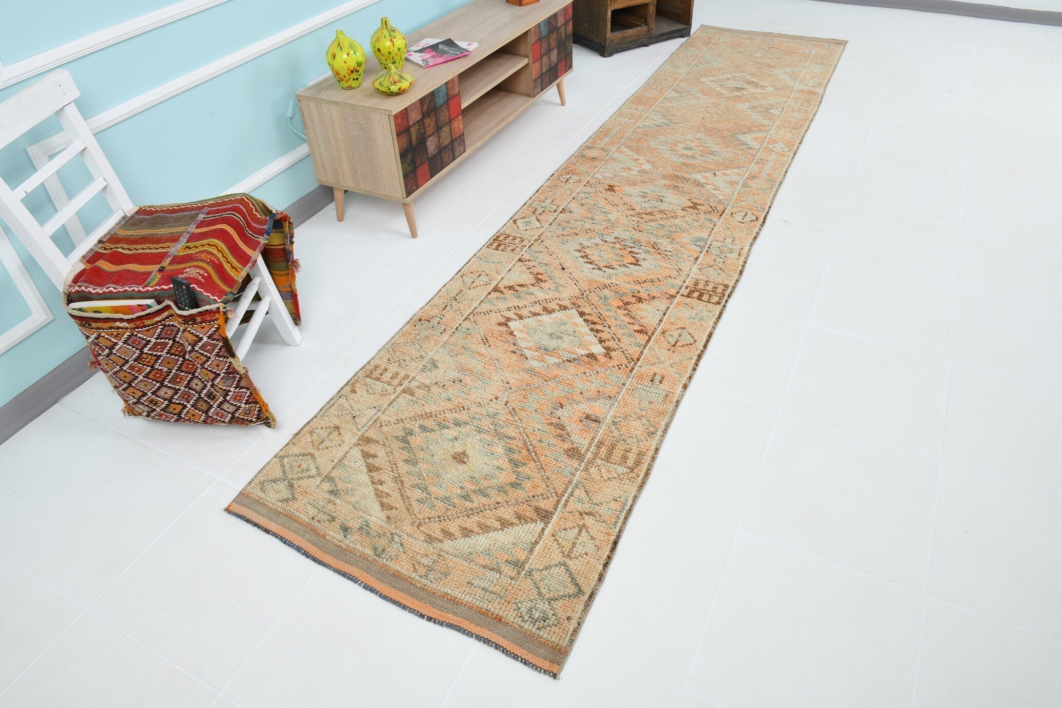 Turkish Vintage Herki Rug 2’11’ x 13’4’