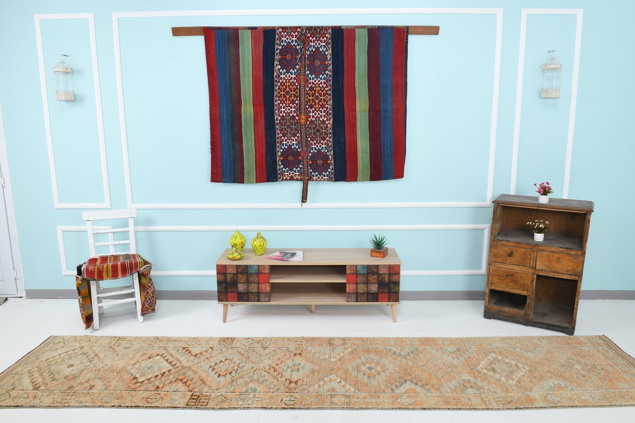 Turkish Vintage Herki Rug 2’11’ x 13’4’