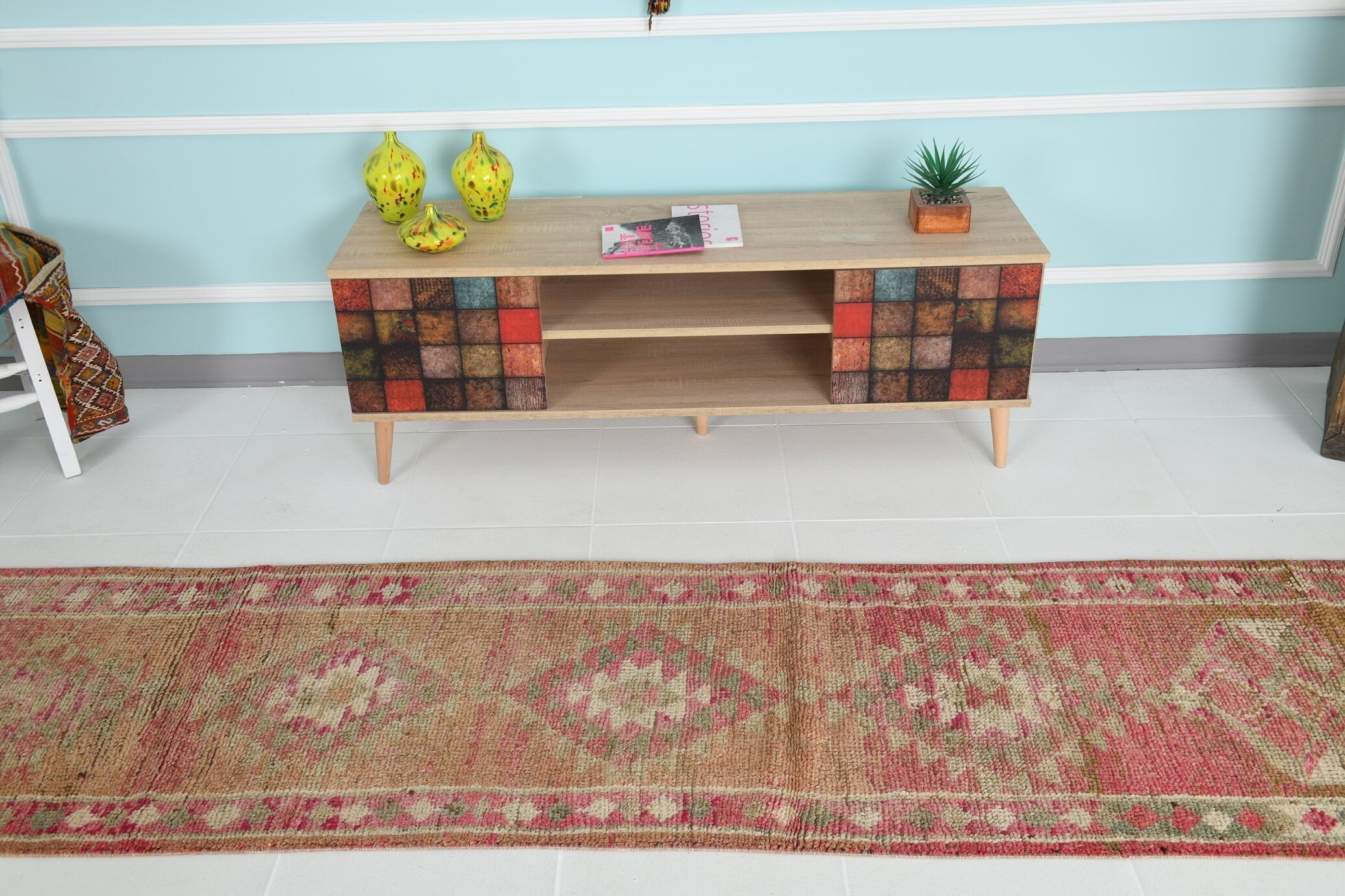 Turkish Vintage Herki Rug 2’4’ x 12’5’