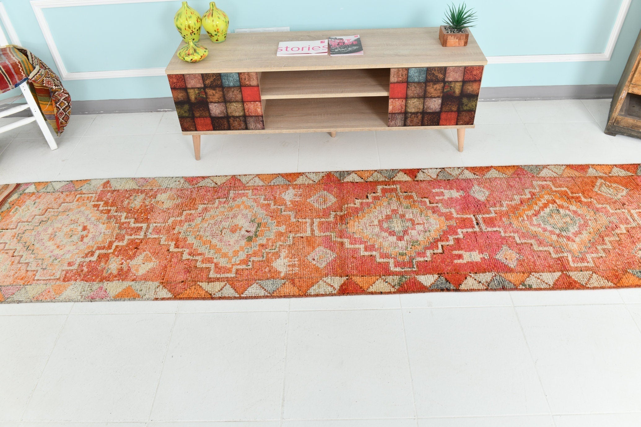 Turkish Vintage Herki Rug 2’6’ x 11’2’