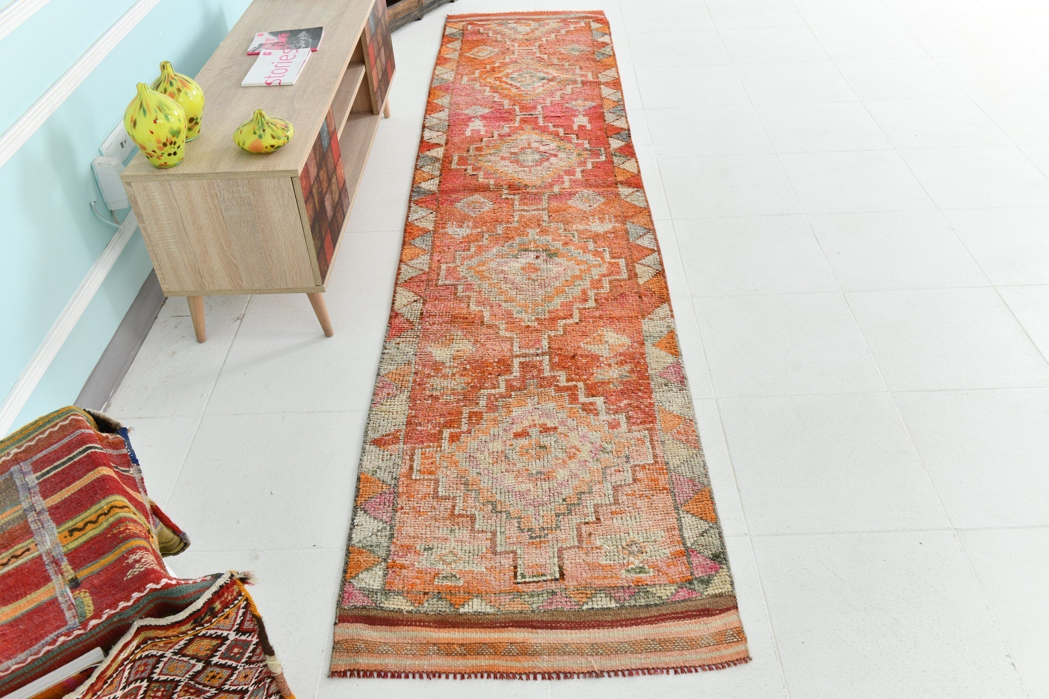 Turkish Vintage Herki Rug 2’6’ x 11’2’