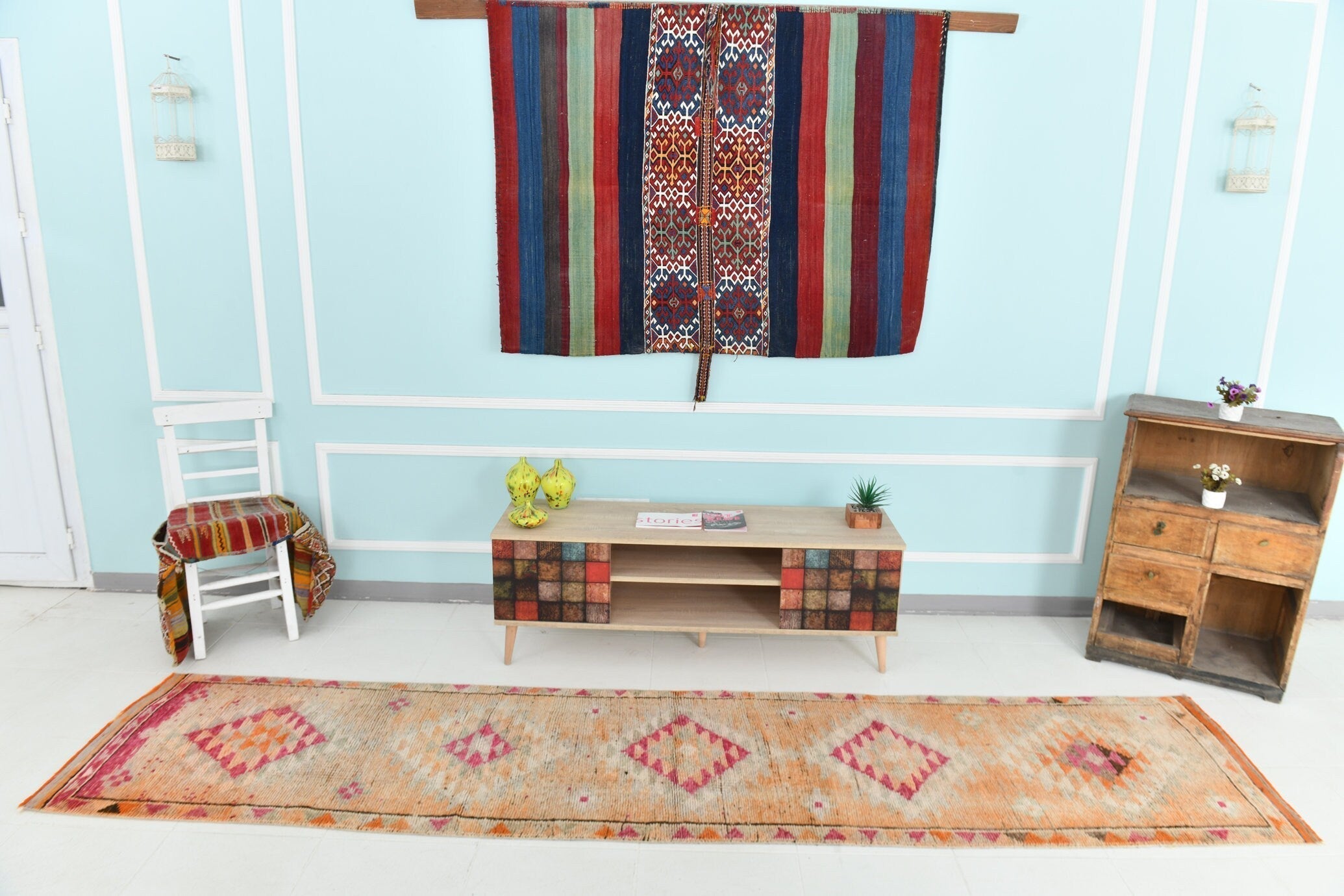 Turkish Vintage Herki Rug 2’6’ x 11’6’