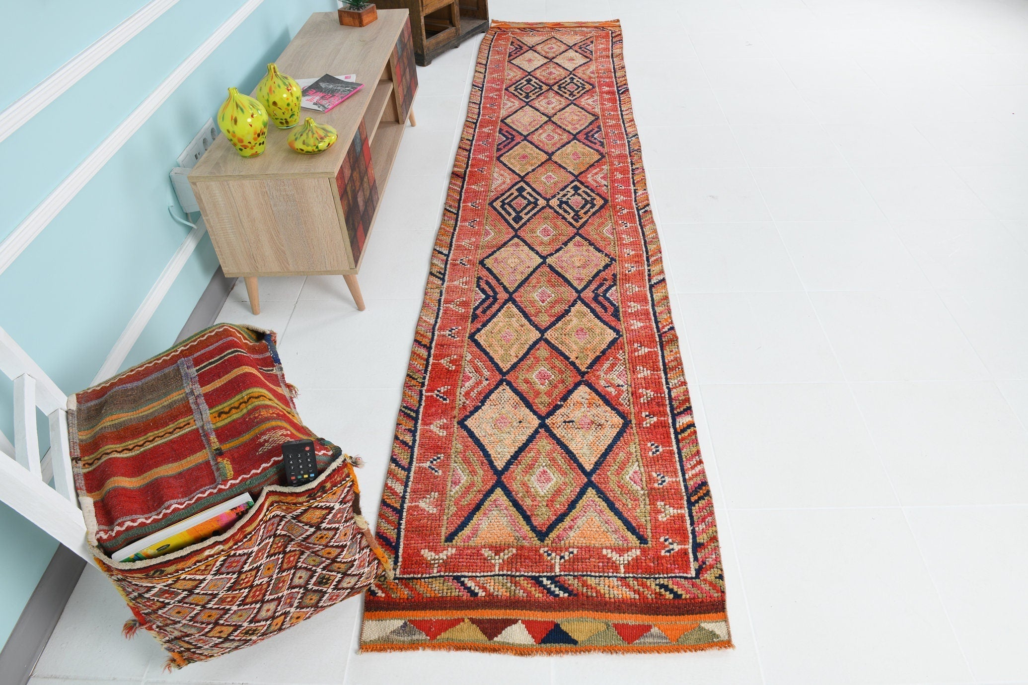 Turkish Vintage Herki Rug 2’6’ x 12’5’