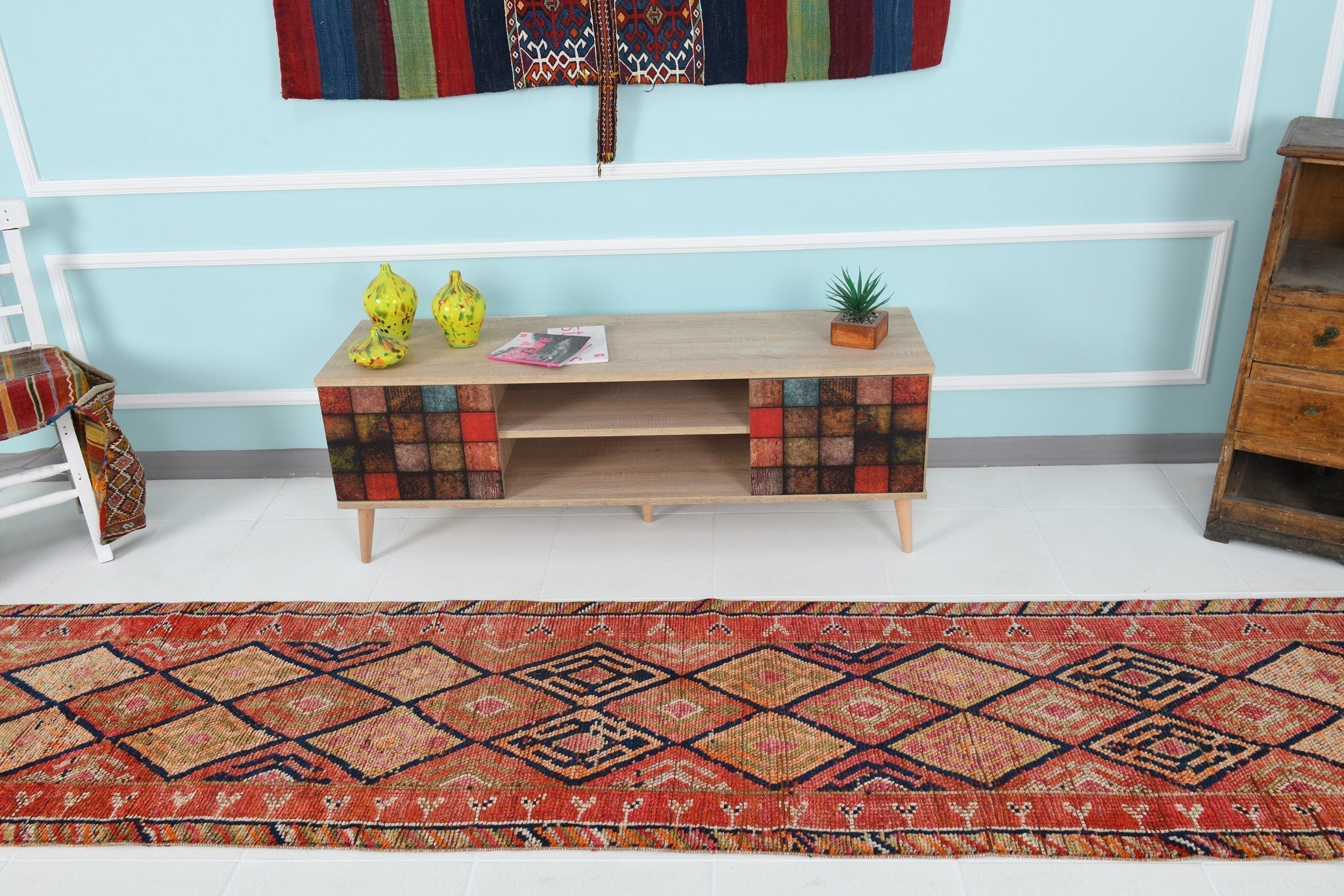 Turkish Vintage Herki Rug 2’6’ x 12’5’