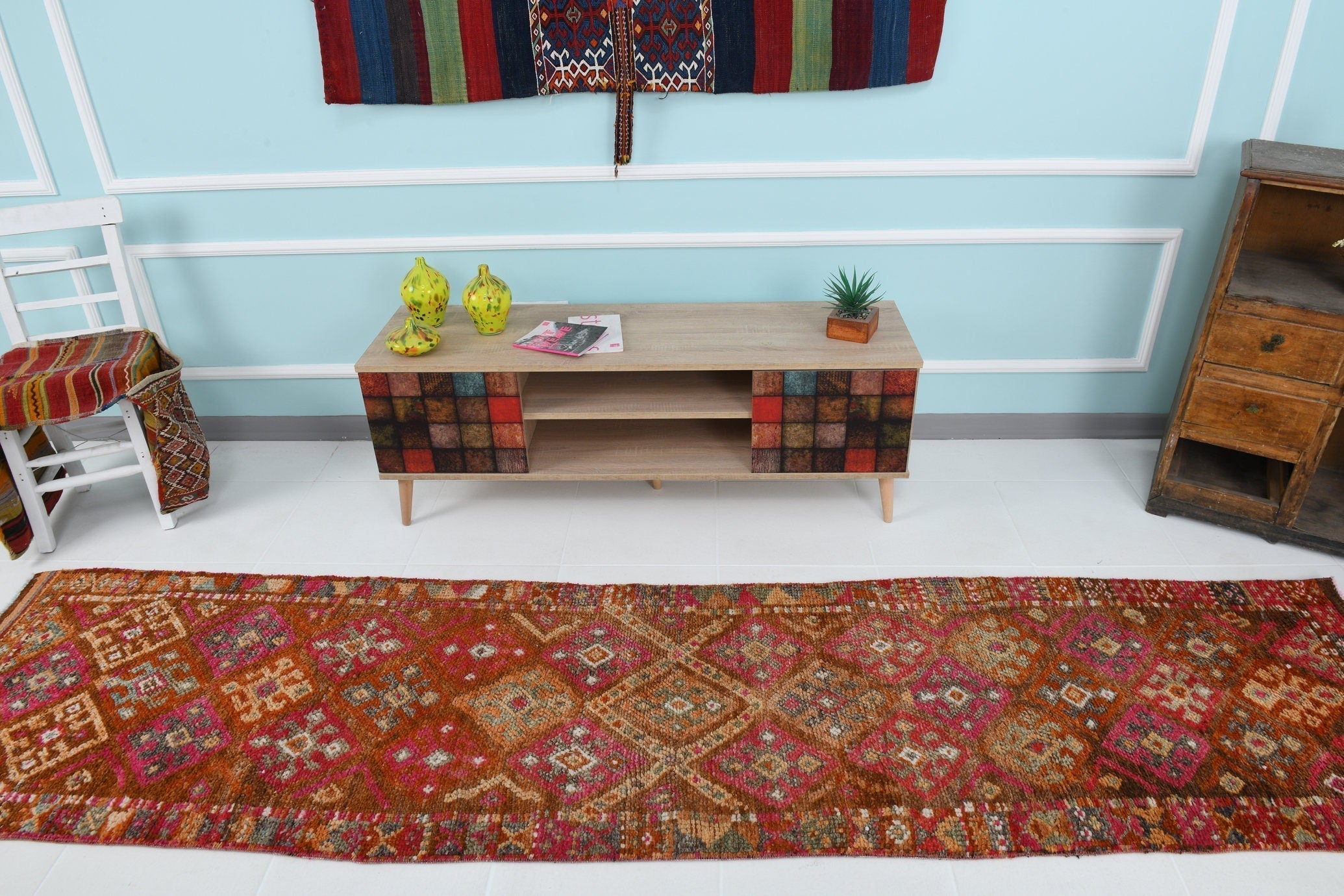 Turkish Vintage Herki Rug 2’7’ x 10’10’