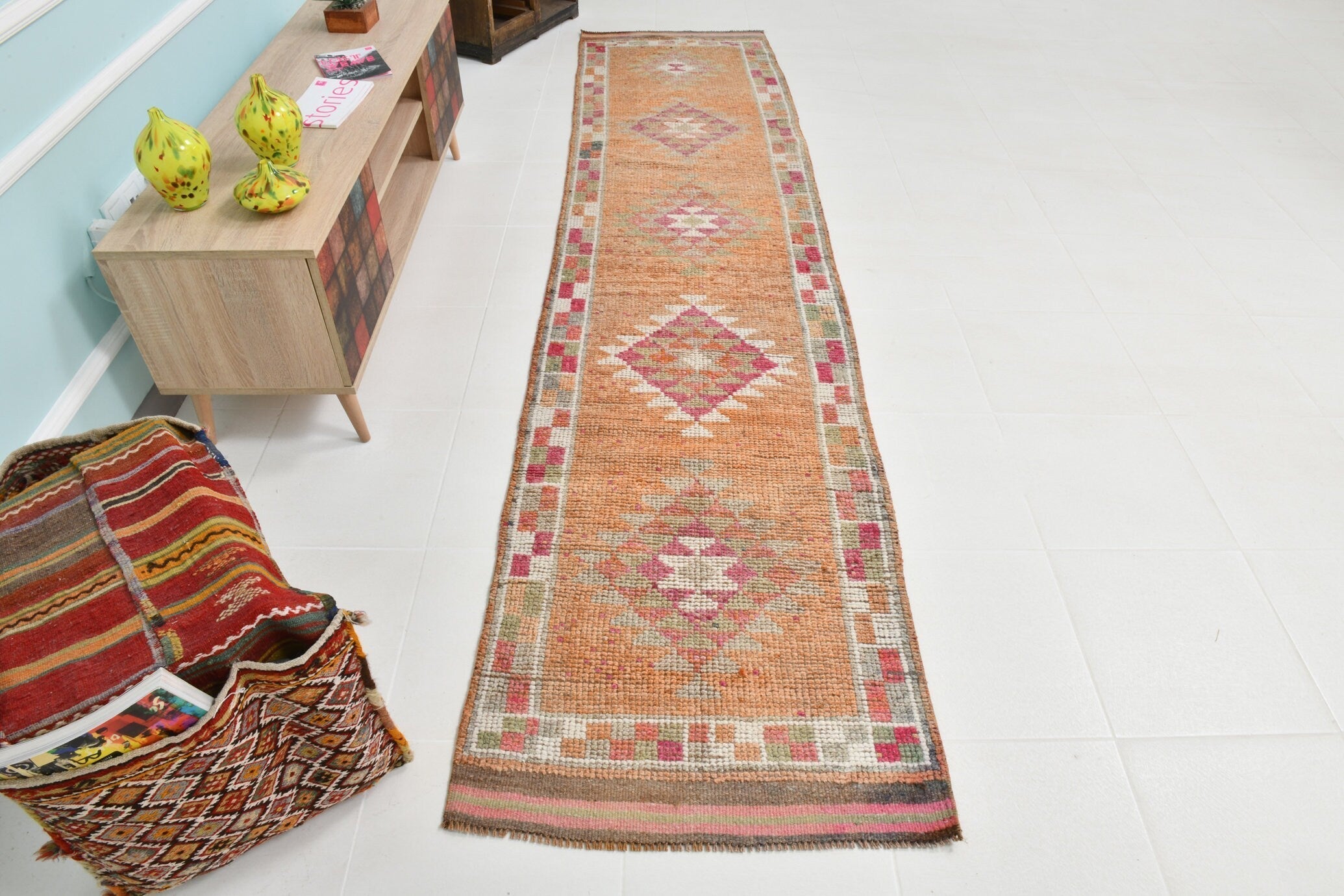 Turkish Vintage Herki Rug 2’7’ x 11’1’