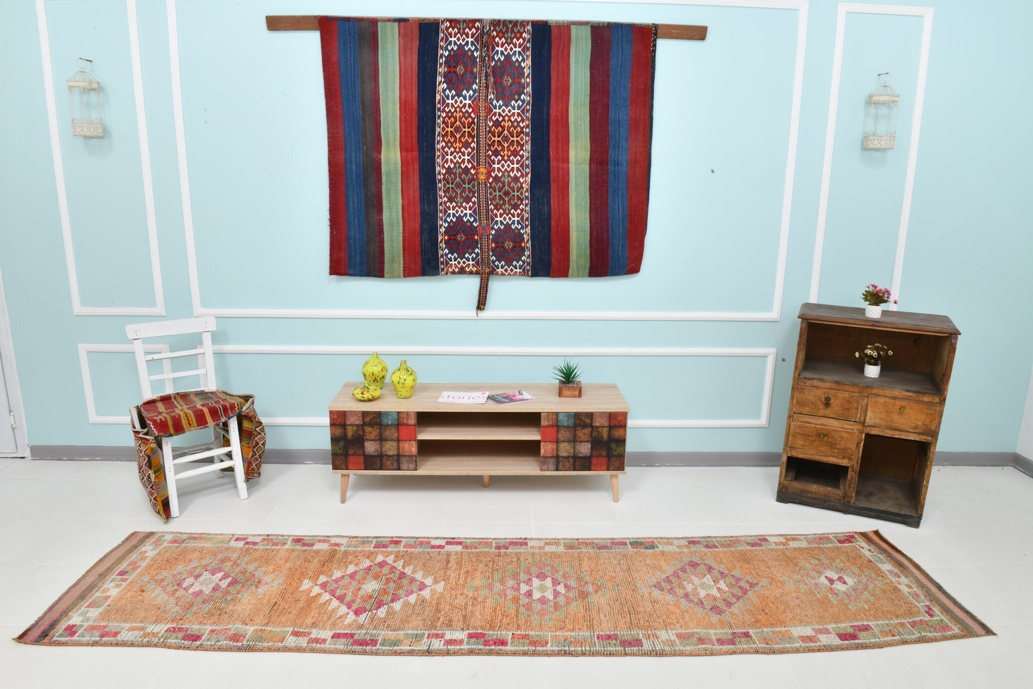 Turkish Vintage Herki Rug 2’7’ x 11’1’