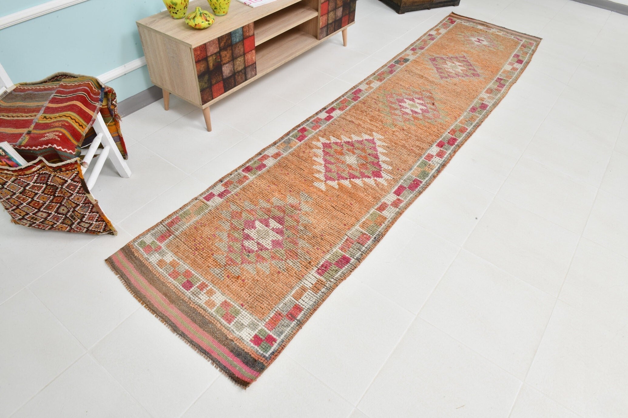 Turkish Vintage Herki Rug 2’7’ x 11’1’
