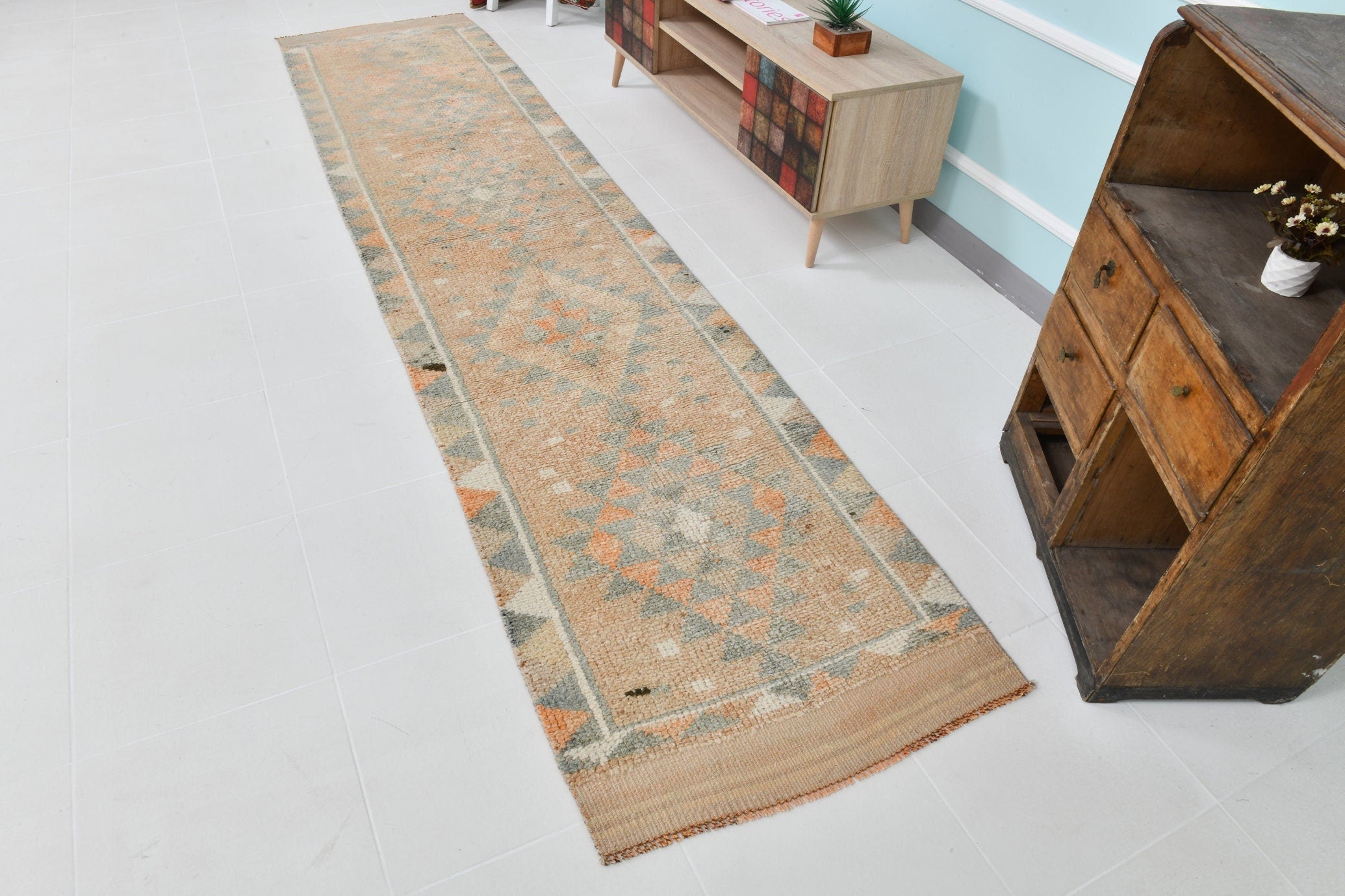 Turkish Vintage Herki Rug 2’7’ x 11’9’