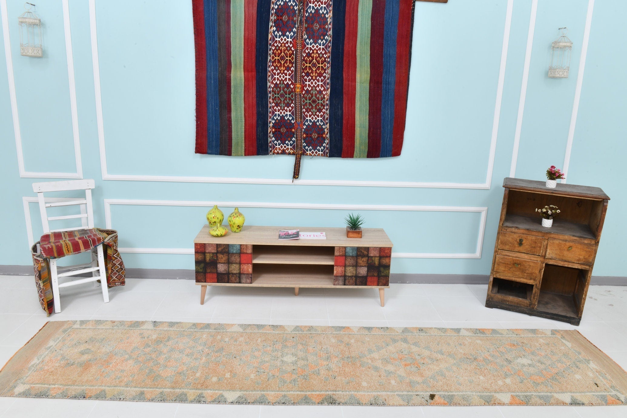 Turkish Vintage Herki Rug 2’7’ x 11’9’