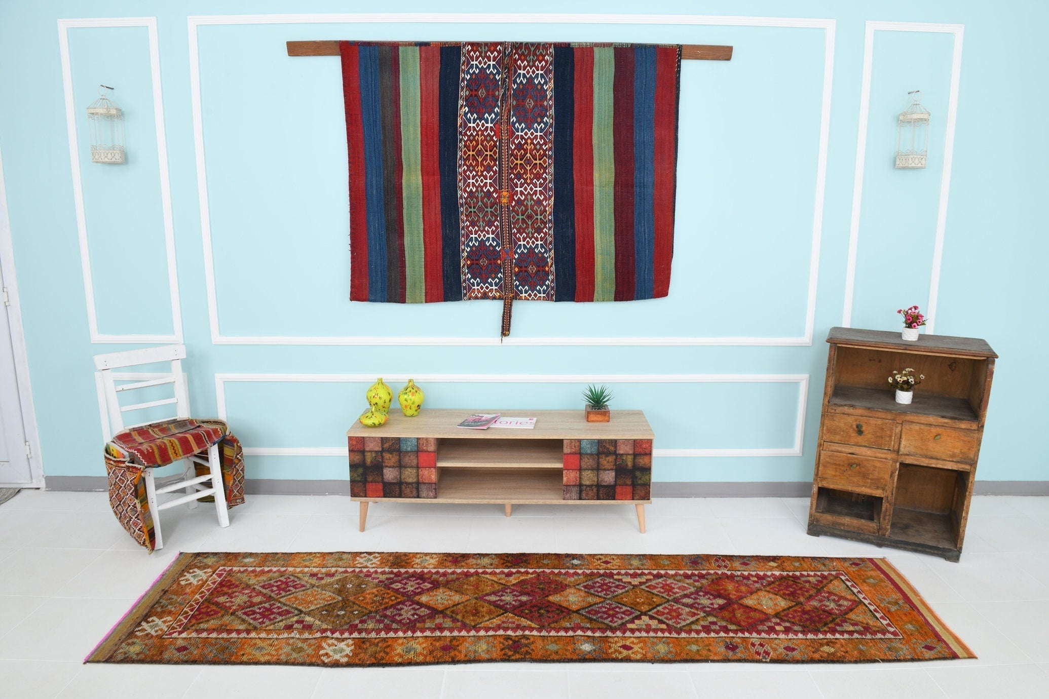 Turkish Vintage Herki Rug 2’8’ x 10’2’