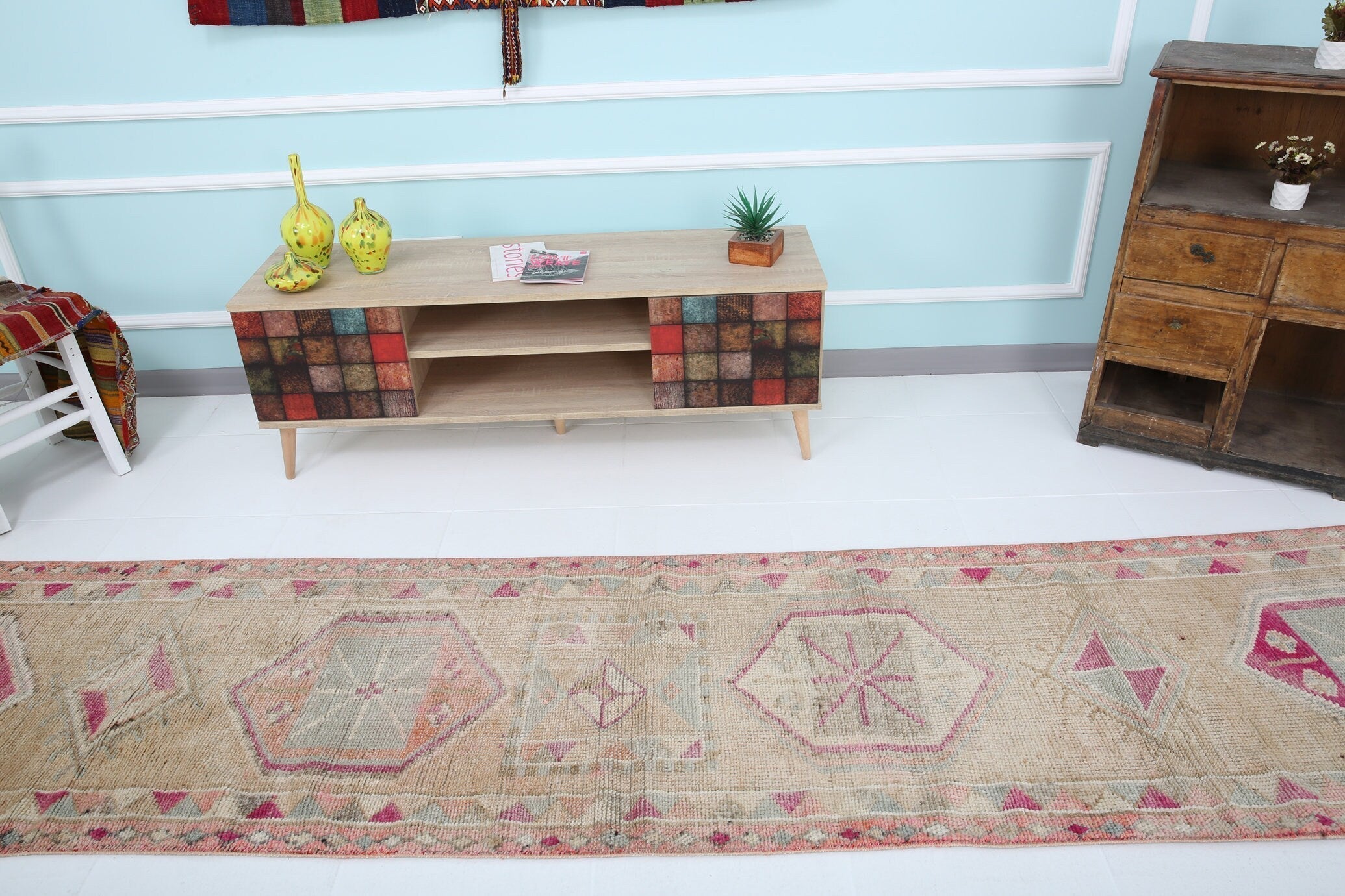 Turkish Vintage Herki Rug 2’8’ x 12’2’