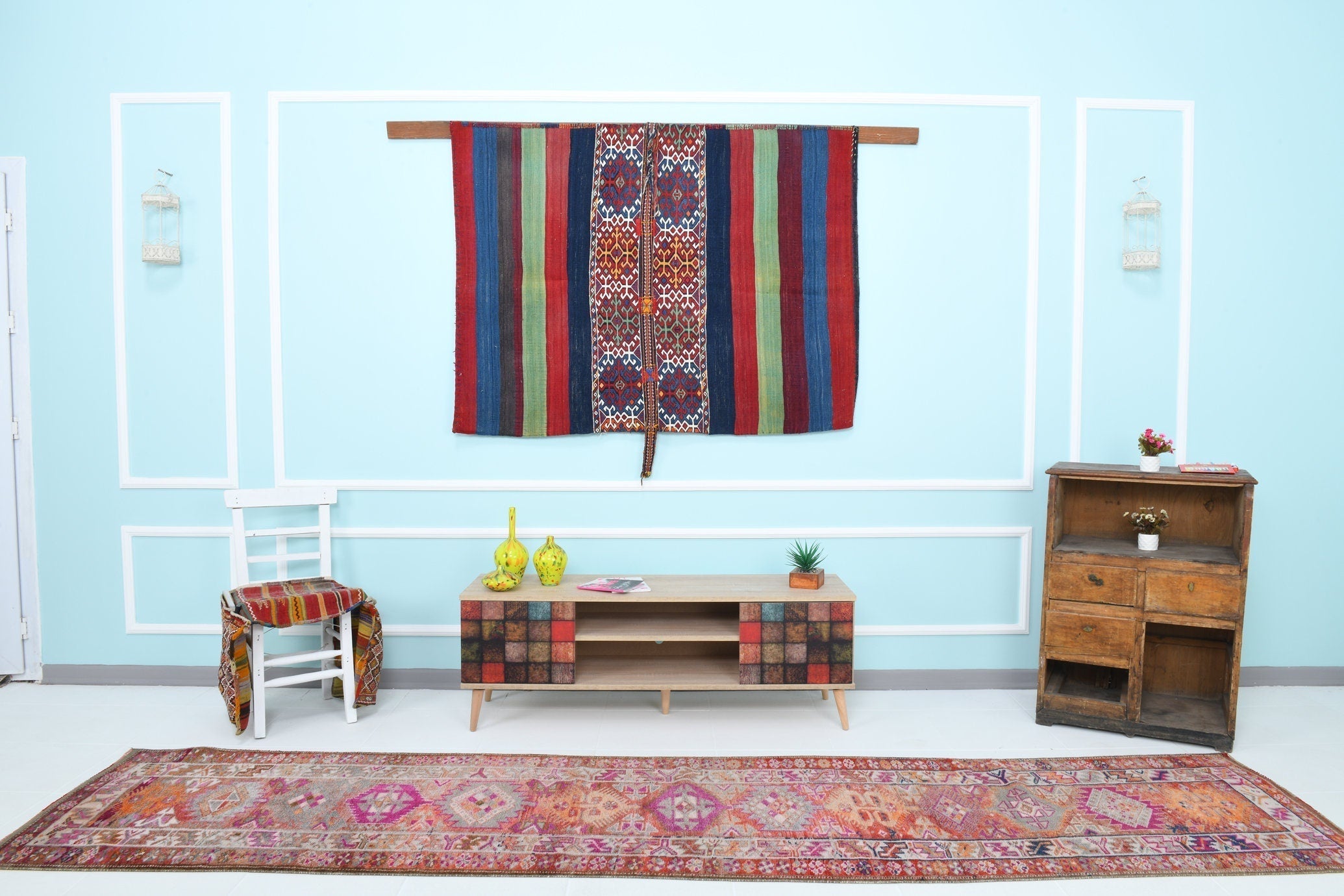 Turkish Vintage Herki Rug 2’8’ x 12’2’