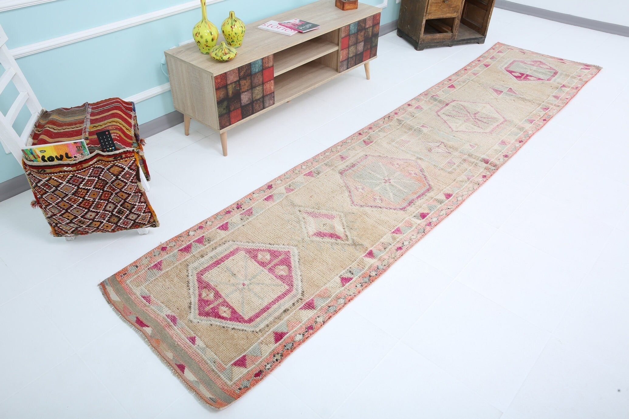 Turkish Vintage Herki Rug 2’8’ x 12’2’