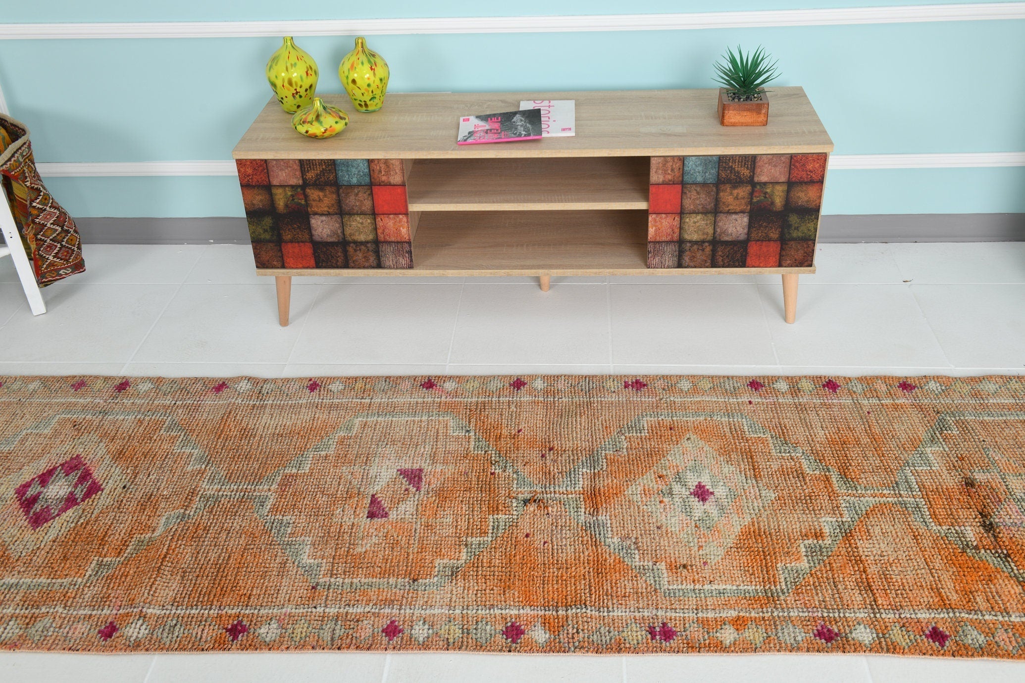 Turkish Vintage Herki Rug 2’9’ x 10’5’