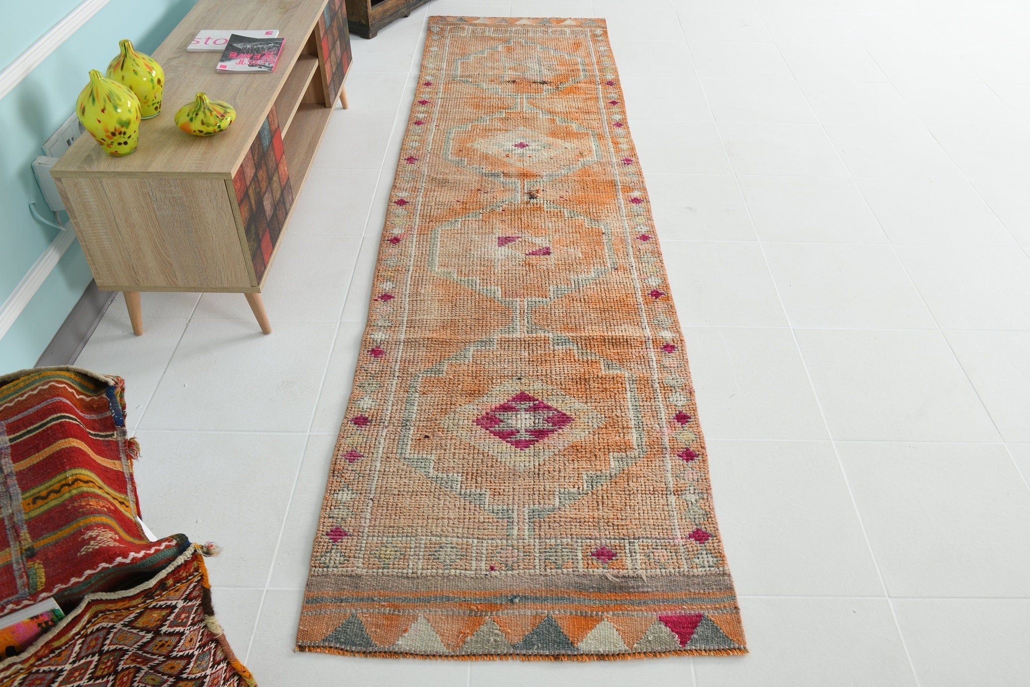 Turkish Vintage Herki Rug 2’9’ x 10’5’