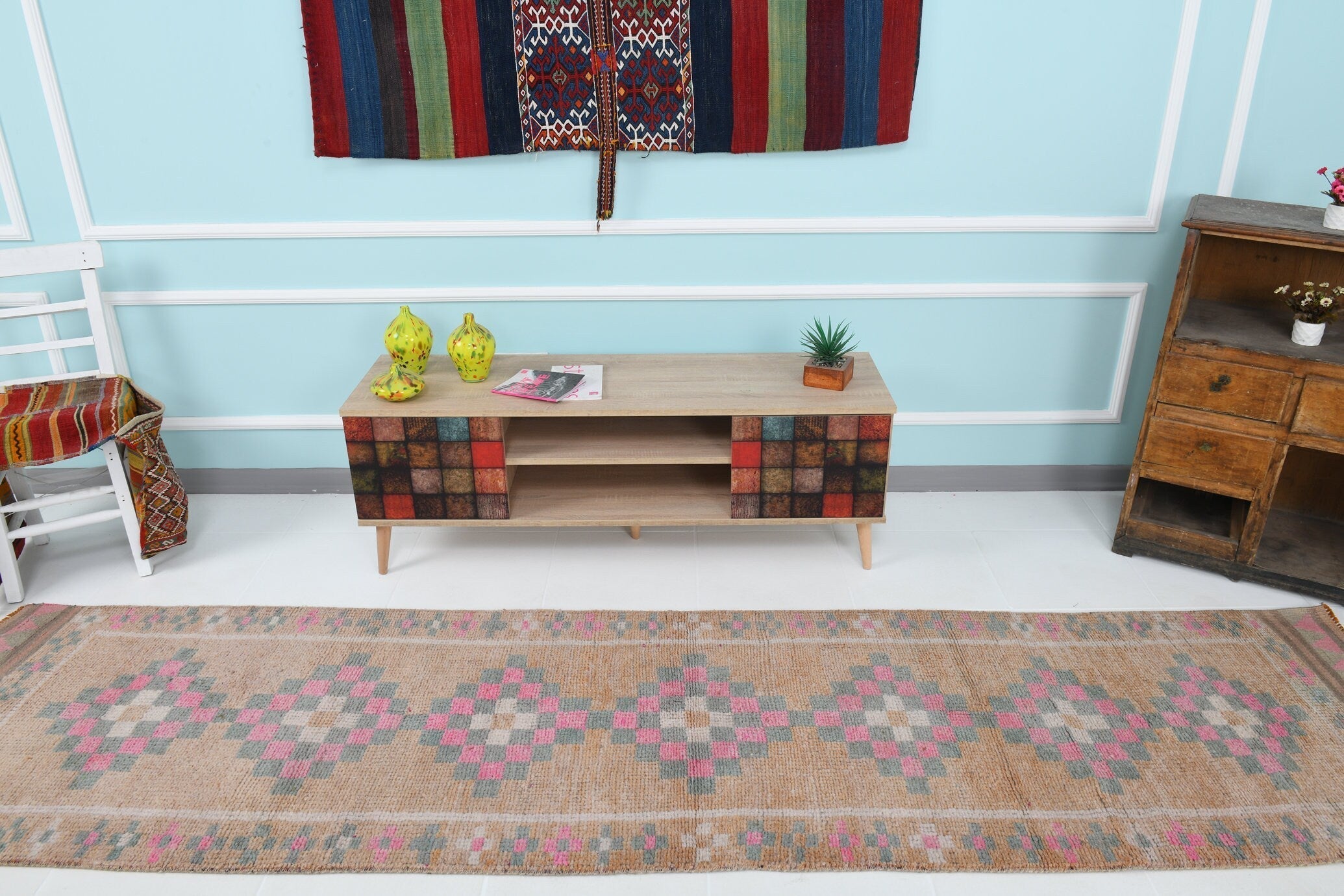 Turkish Vintage Herki Rug 2’9’ x 11’5’