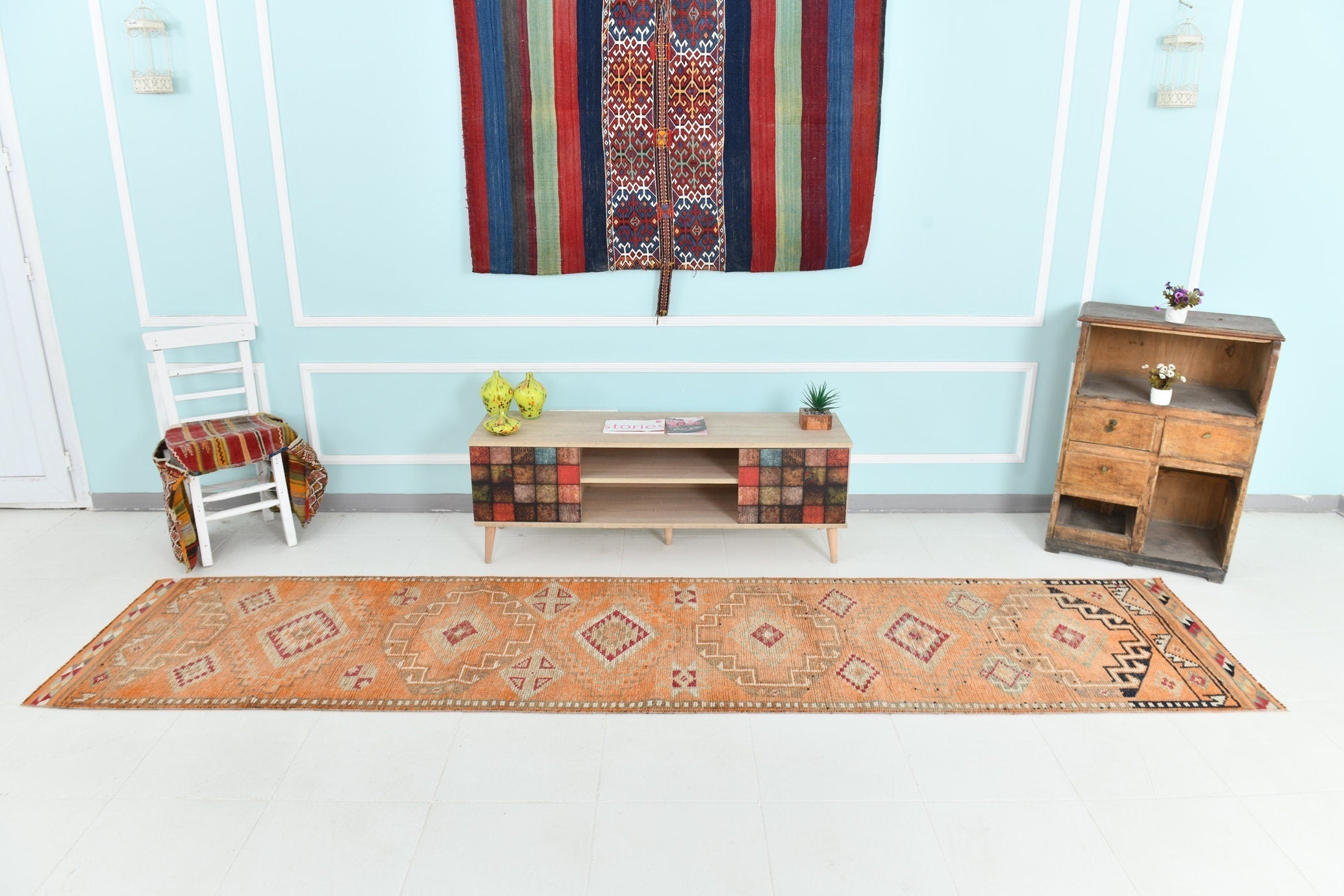 Turkish Vintage Herki Rug 2’9’ x 12’1’