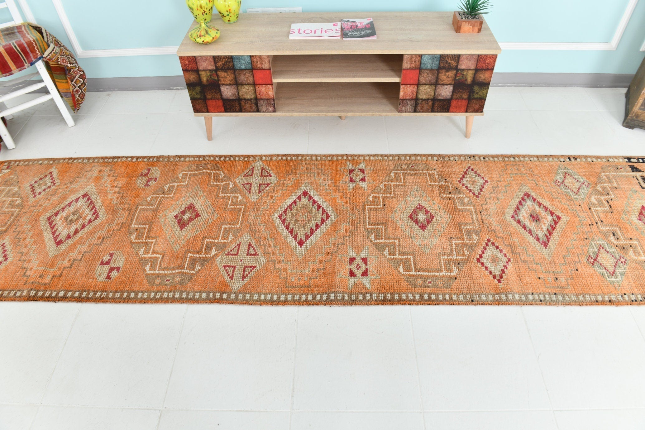 Turkish Vintage Herki Rug 2’9’ x 12’1’