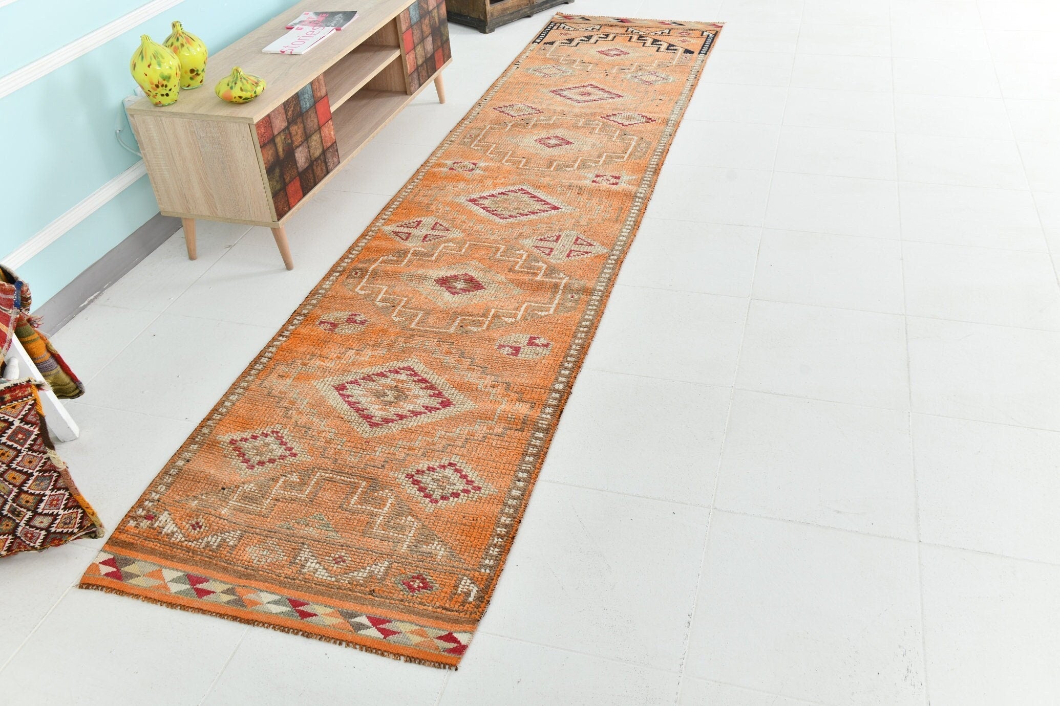 Turkish Vintage Herki Rug 2’9’ x 12’1’