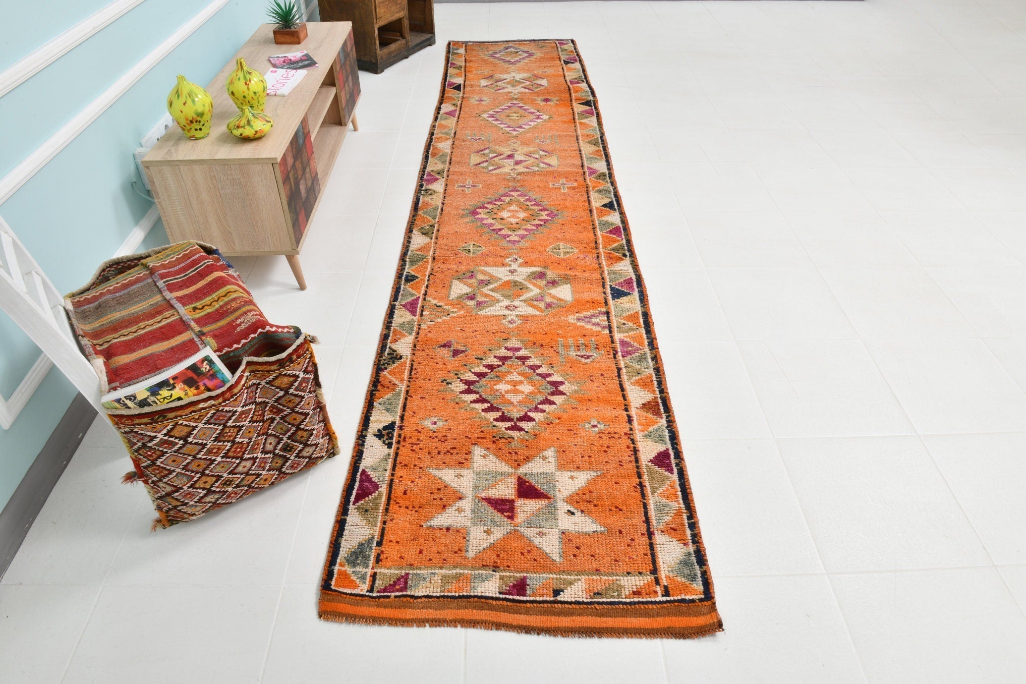 Turkish Vintage Herki Rug 2’9’ x 12’12’