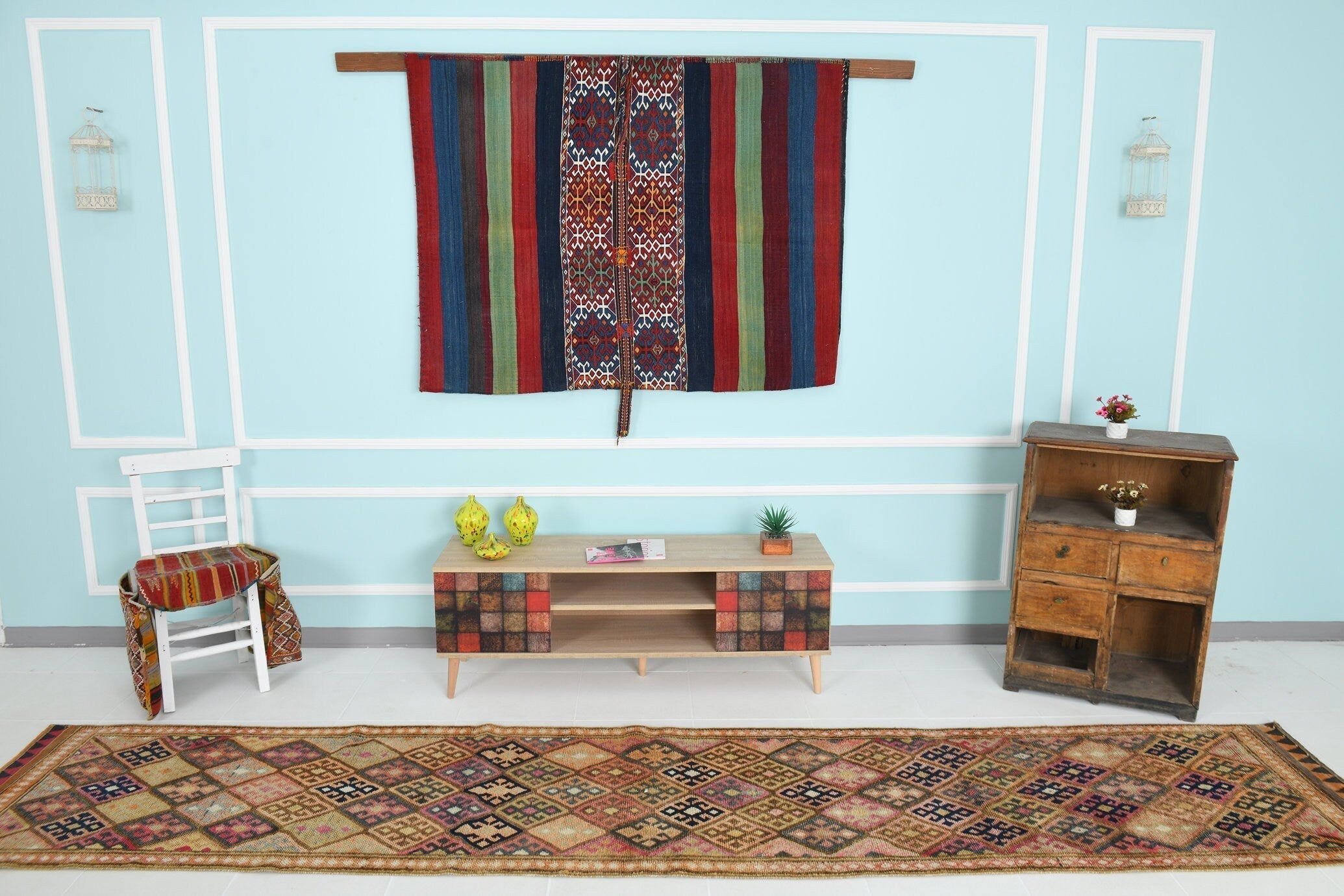 Turkish Vintage Herki Rug 2’9’ x 13’7’