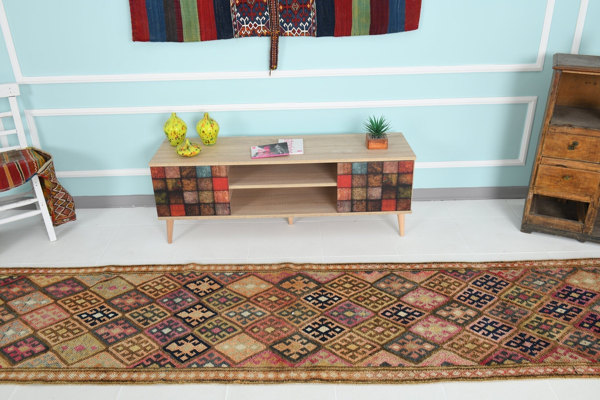 Turkish Vintage Herki Rug 2’9’ x 13’7’