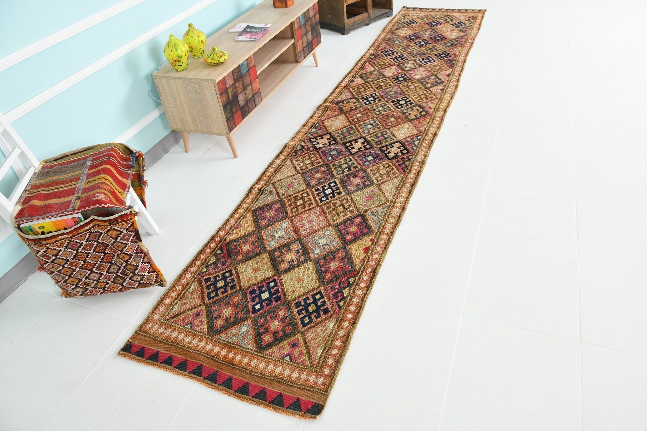 Turkish Vintage Herki Rug 2’9’ x 13’7’