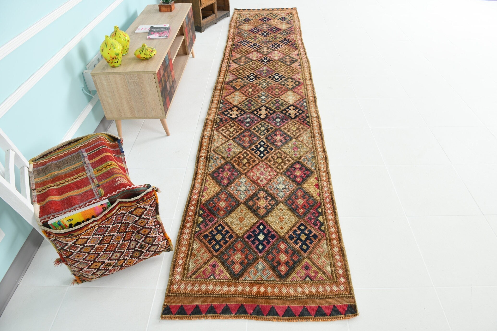 Turkish Vintage Herki Rug 2’9’ x 13’7’