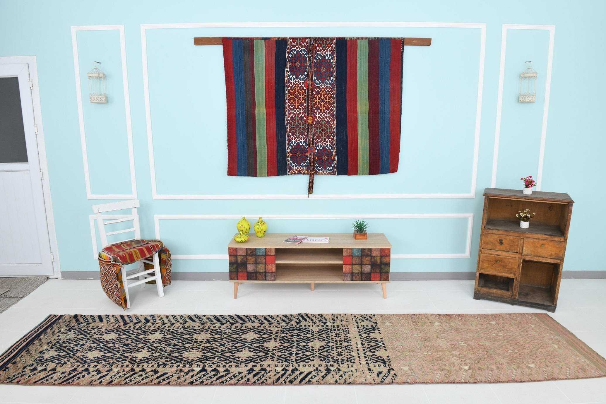 Turkish Vintage Herki Rug 3’0’ x 13’3’