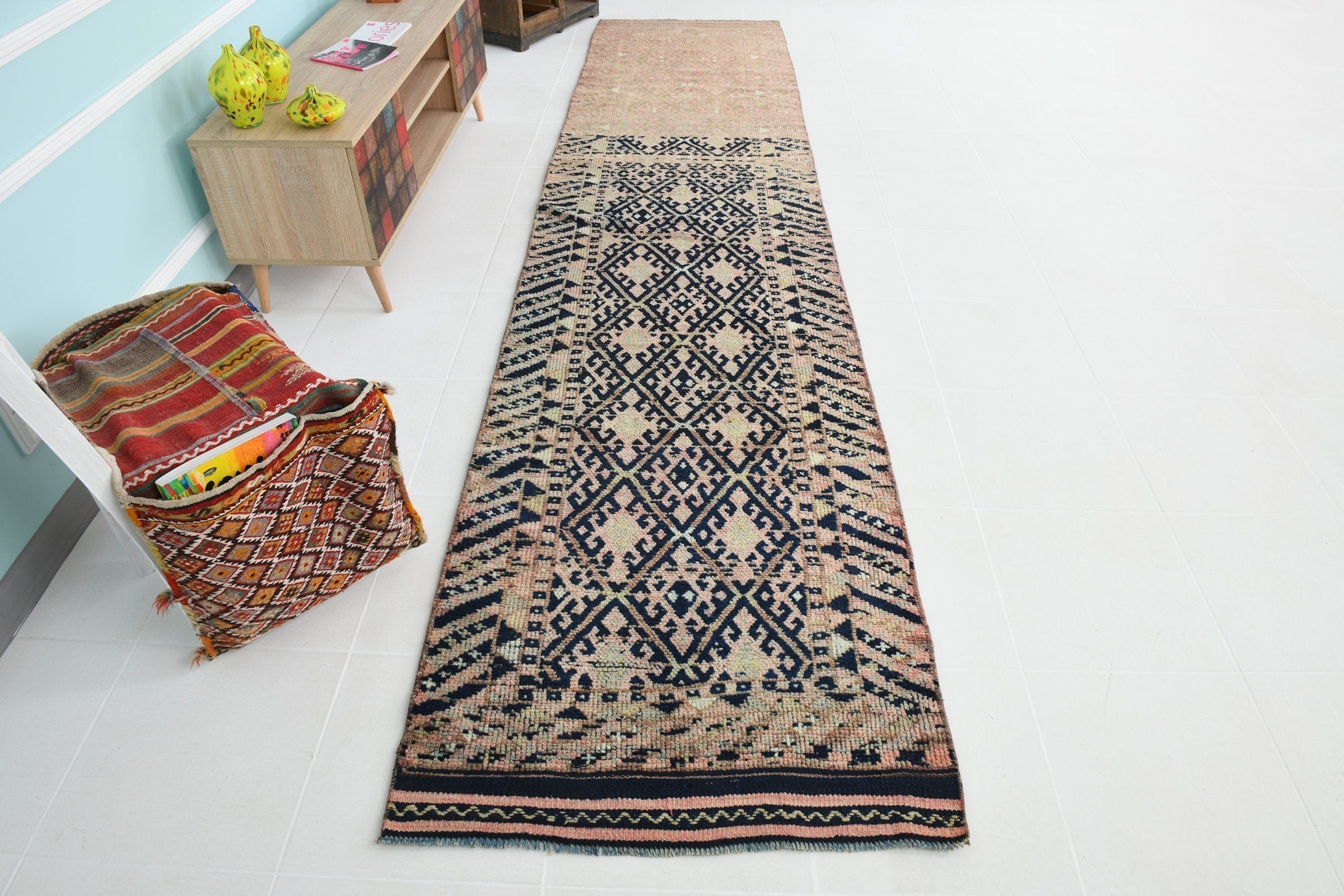 Turkish Vintage Herki Rug 3’0’ x 13’3’