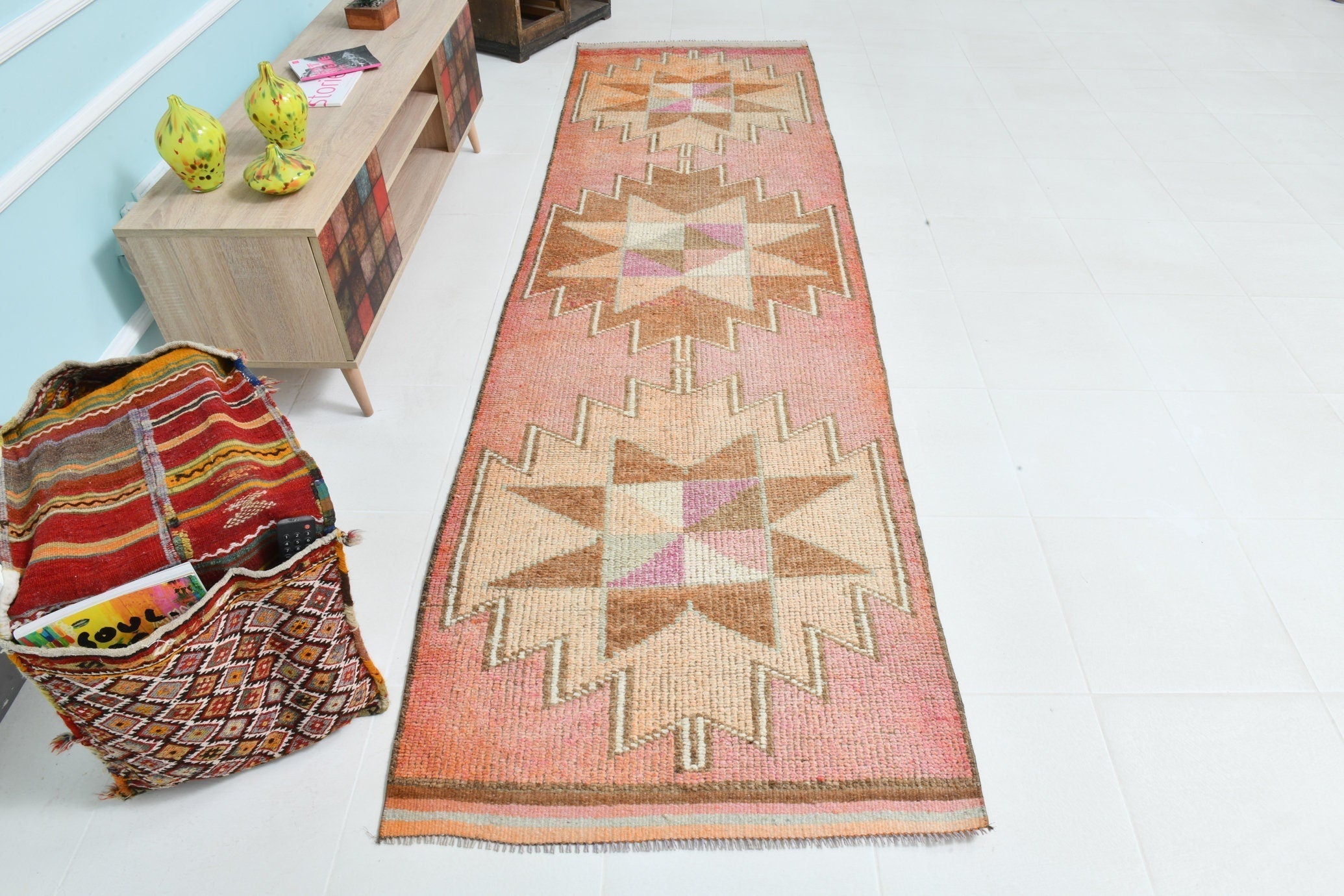 Turkish Vintage Herki Rug 3’1’ x 10’10’