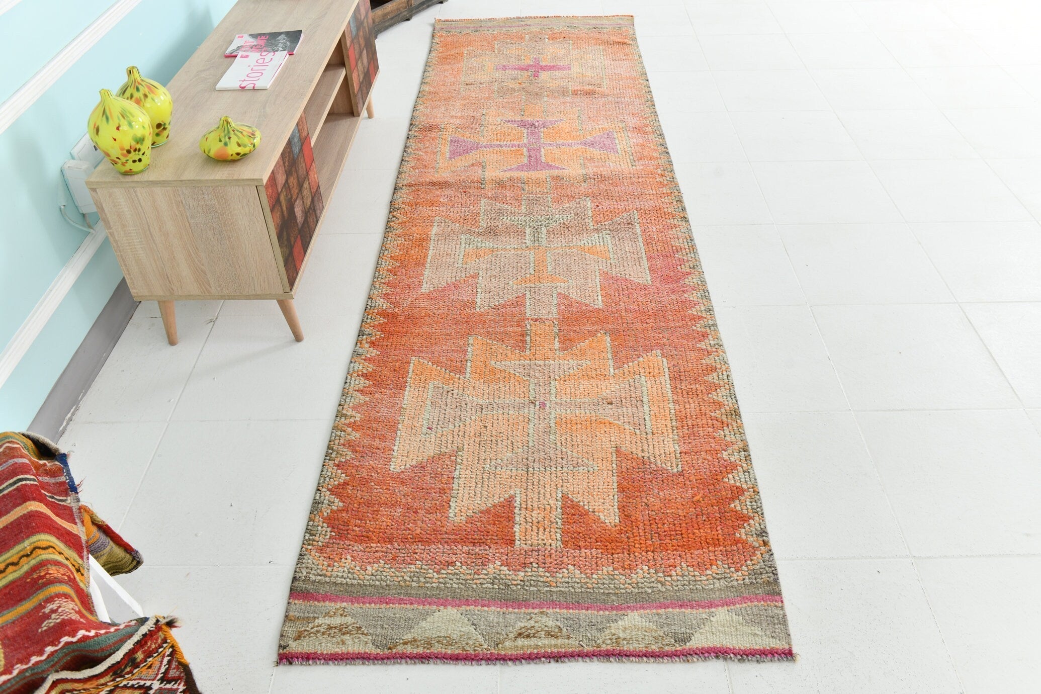 Turkish Vintage Herki Rug 3’1’ x 10’9’