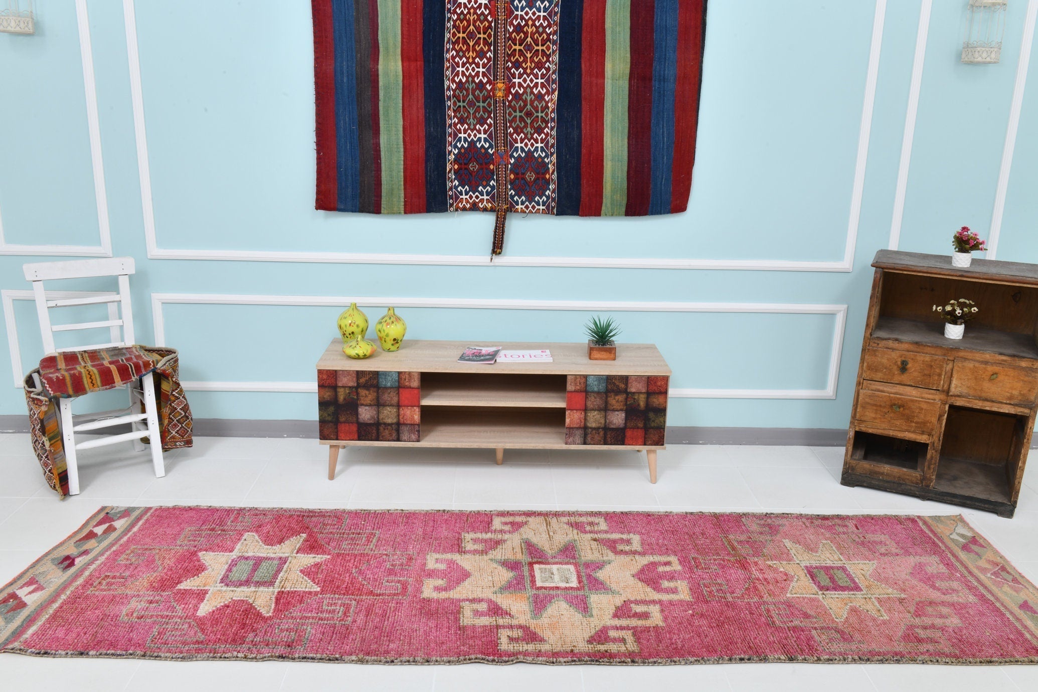 Turkish Vintage Herki Rug 3’2’’ x 10’11’’