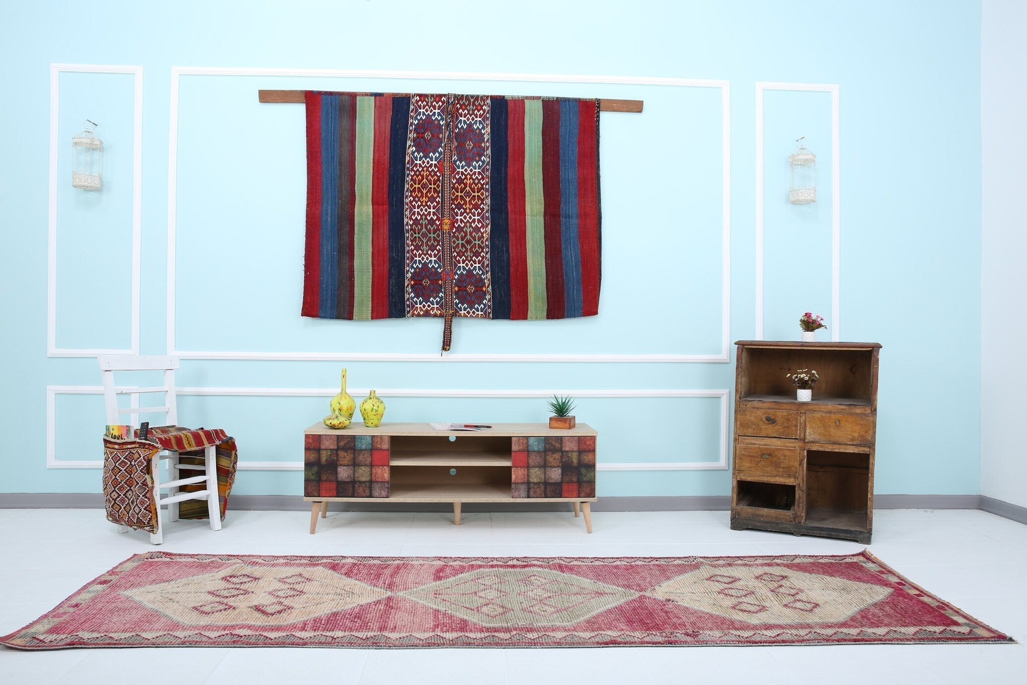 Turkish Vintage Herki Rug 3’2’ x 10’4’