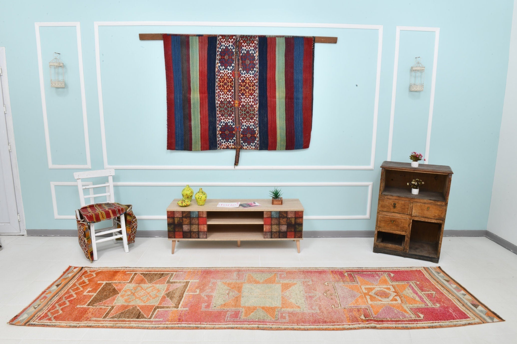 Turkish Vintage Herki Rug 3’2’ x 11’10’