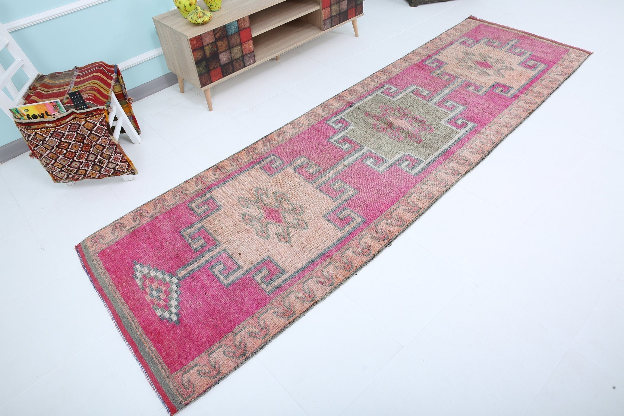 Turkish Vintage Herki Rug 3’3’ x 10’10’