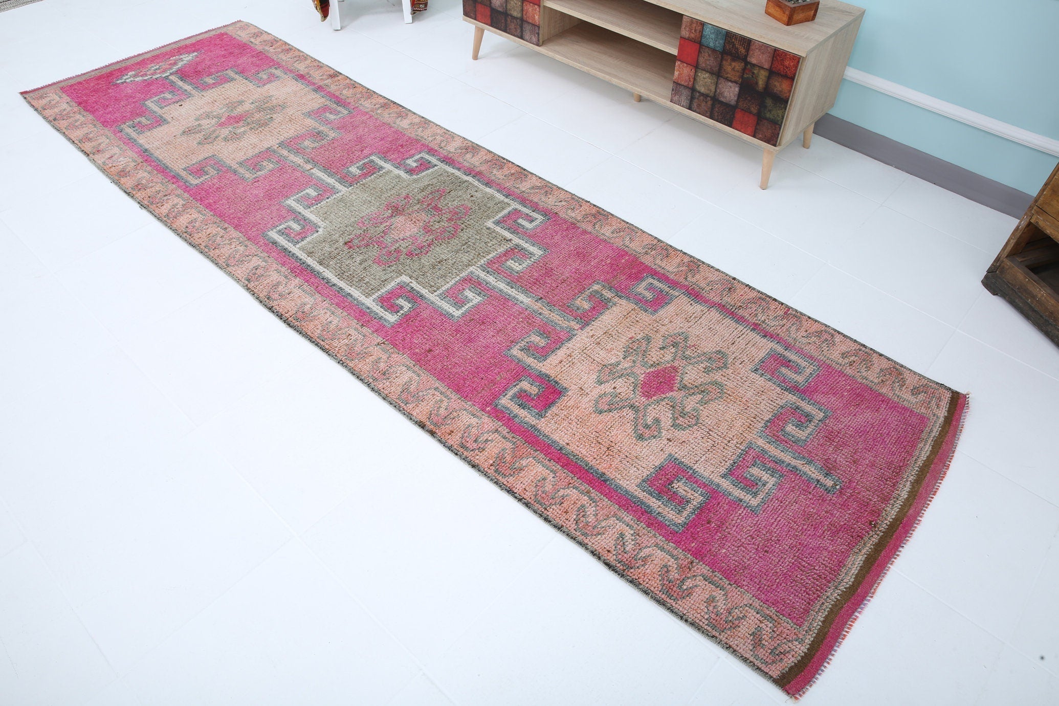 Turkish Vintage Herki Rug 3’3’ x 10’10’