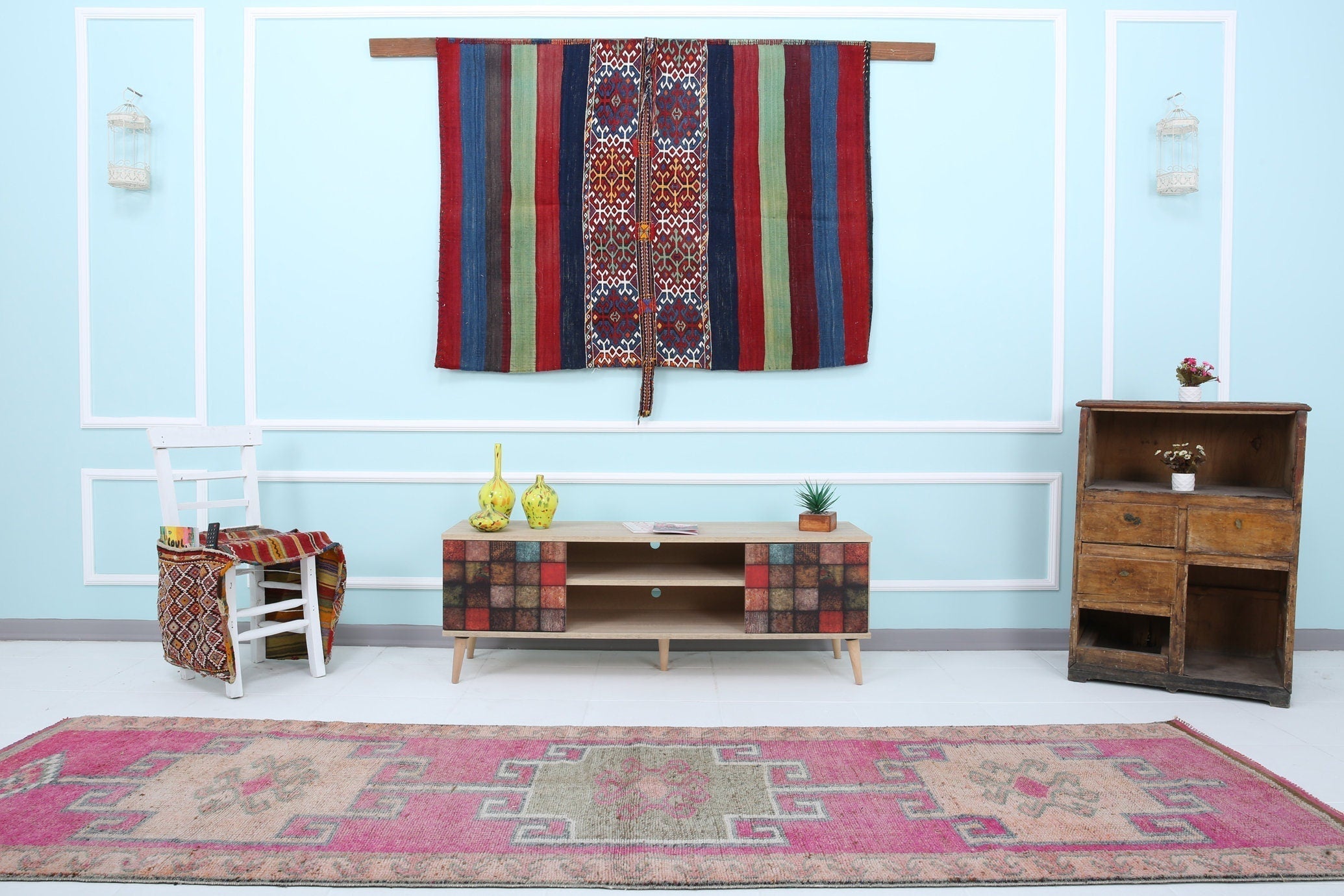 Turkish Vintage Herki Rug 3’3’ x 10’10’