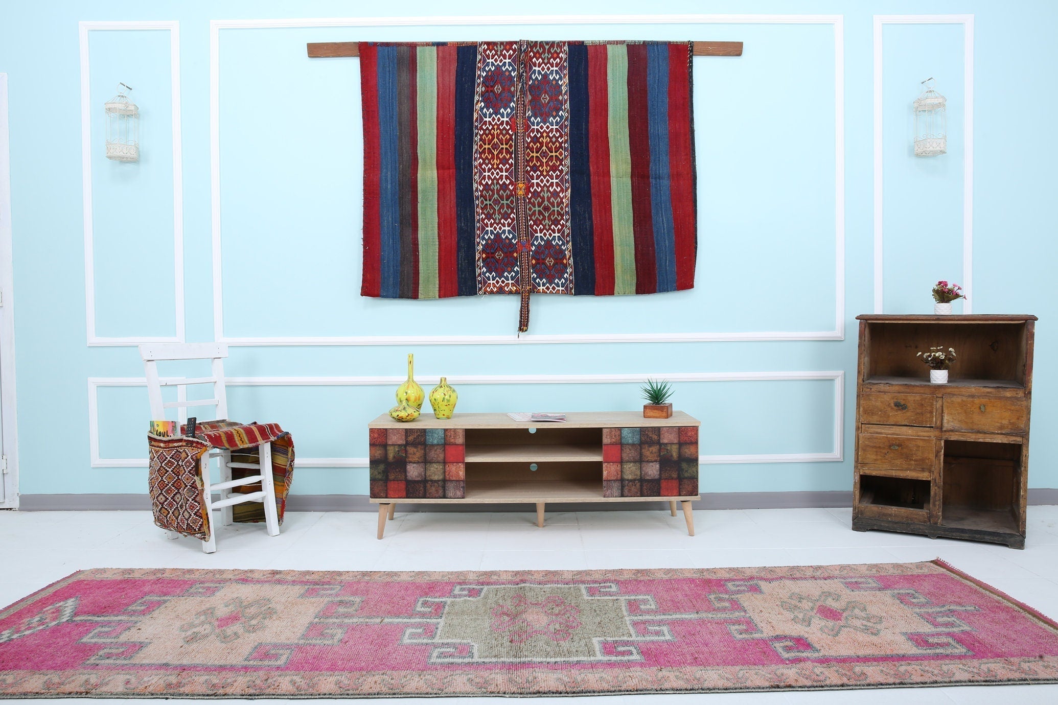 Turkish Vintage Herki Rug 3’3’ x 10’10’
