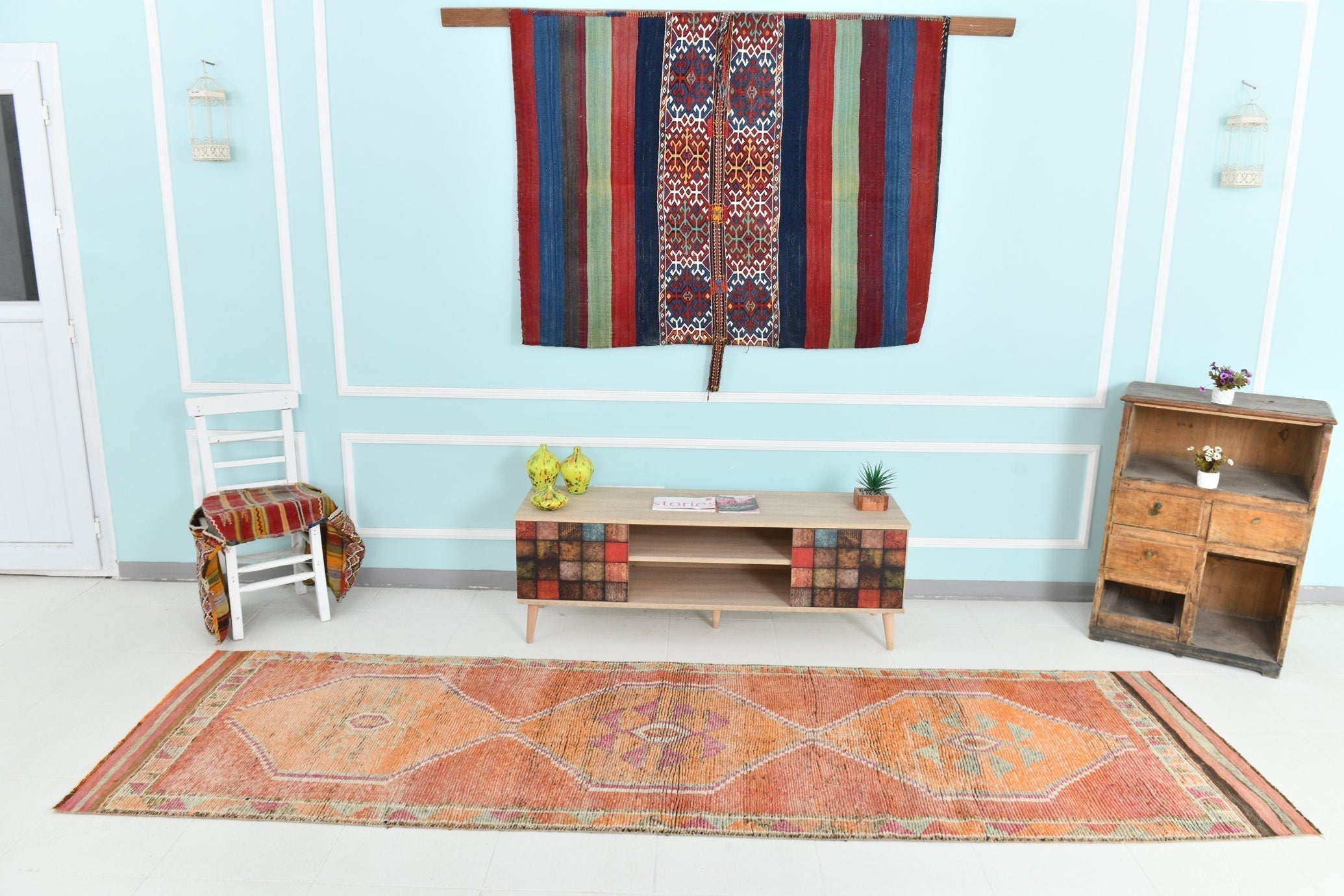 Turkish Vintage Herki Rug 3’3’ x 10’11’