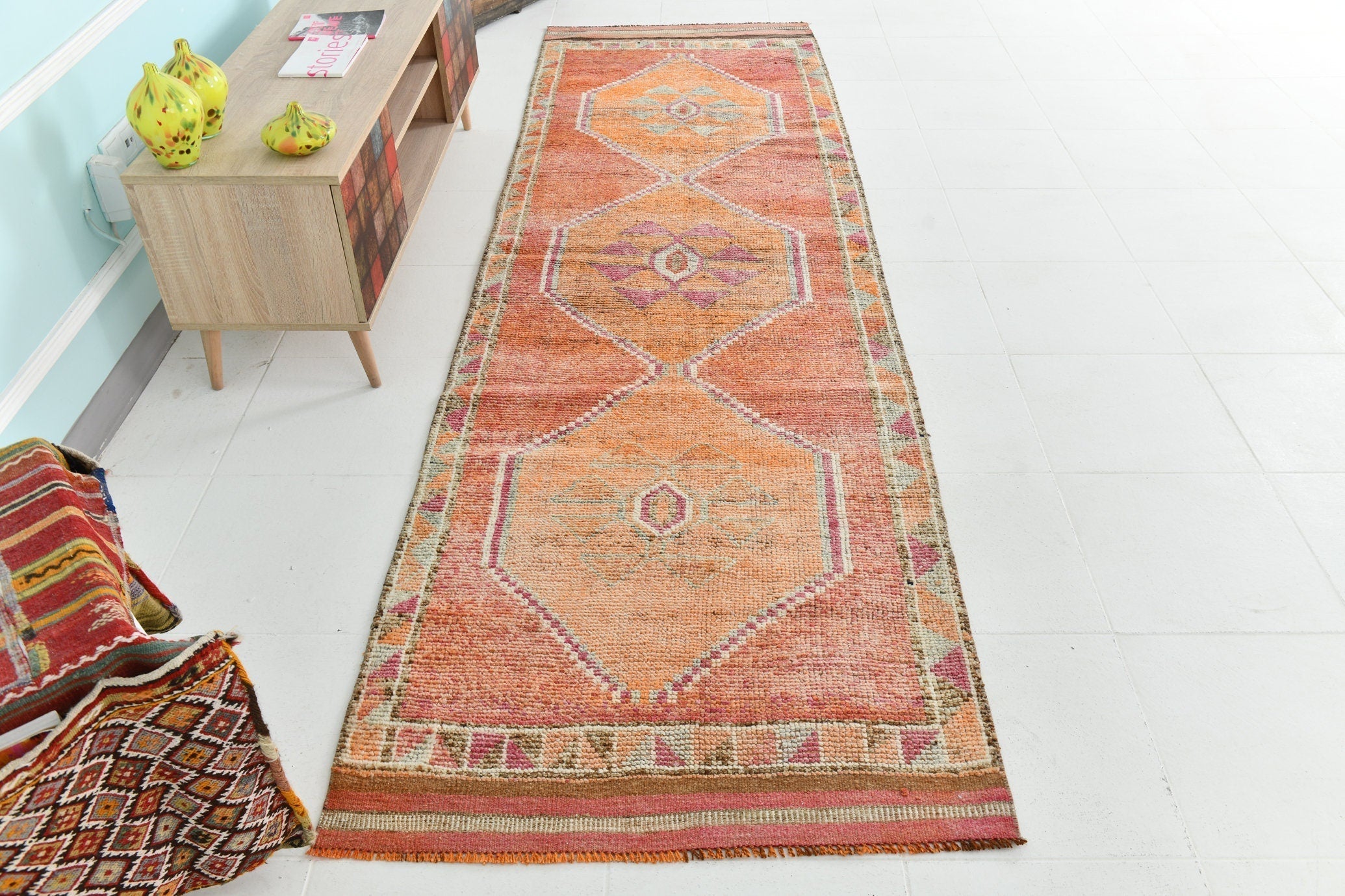 Turkish Vintage Herki Rug 3’3’ x 10’11’