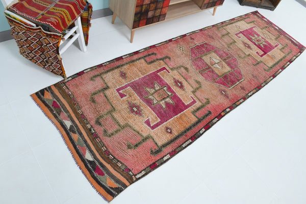 Turkish Vintage Herki Rug 3’3’ x 10’7’